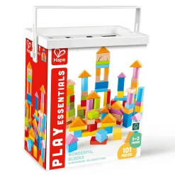 Hape 100 Bausteine aus Holz*Kinder Lernspielzeug|Konstruktionsspielzeug