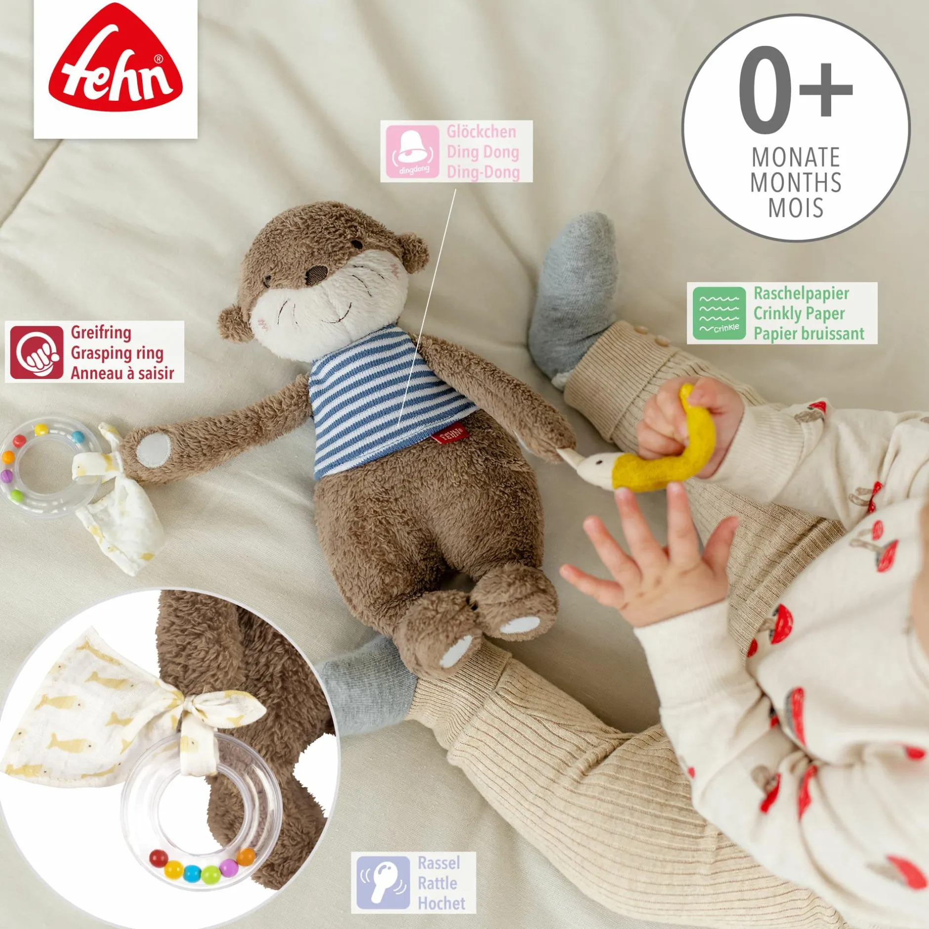 fehn Activity-Otter Theo* Knisterspielzeug & Knistertücher|Rasseln & Greiflinge
