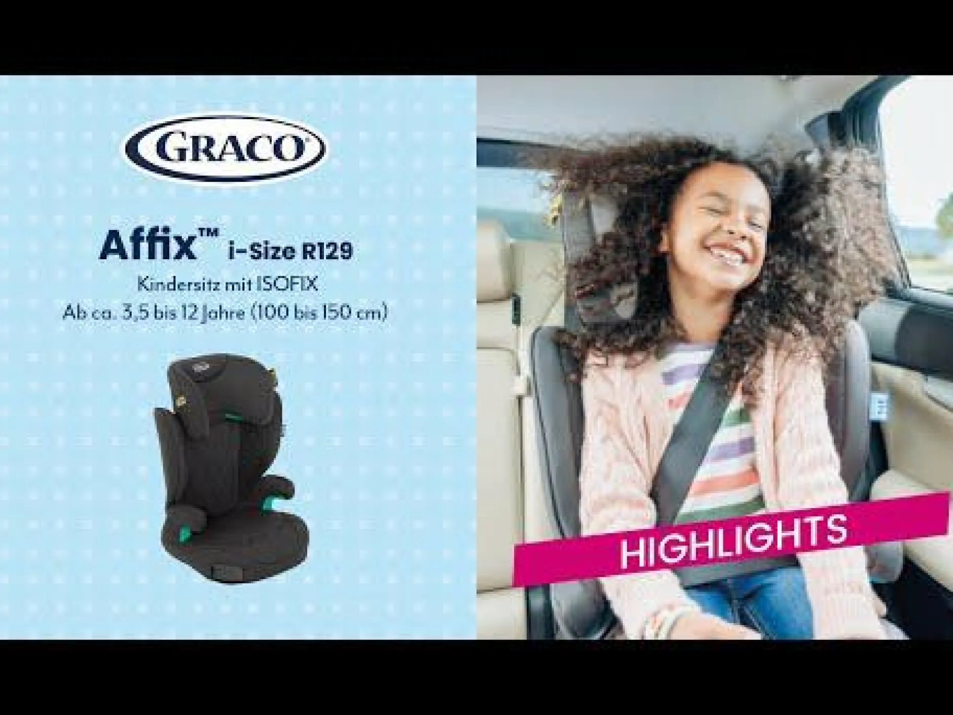 GRACO Affix i-Size R129 Iron*Kinder Kindersitze Isofix|Kindersitze 15-36 Kg, Gruppe 2/3