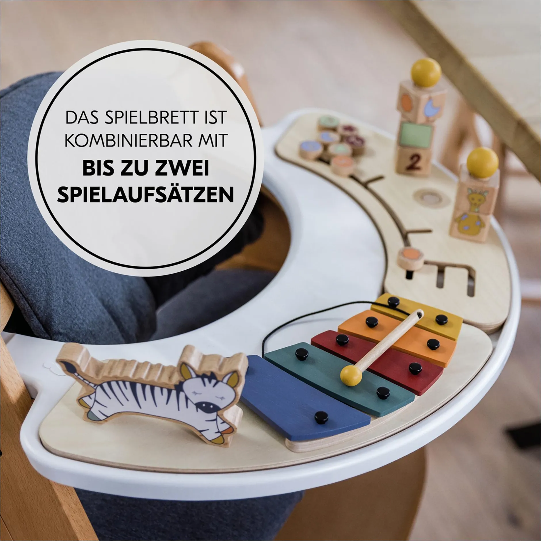 hauck Alpha Play Moving Water Animals Holzaufsatz*Kinder Hochstuhl Zubehör|Holzspielzeug