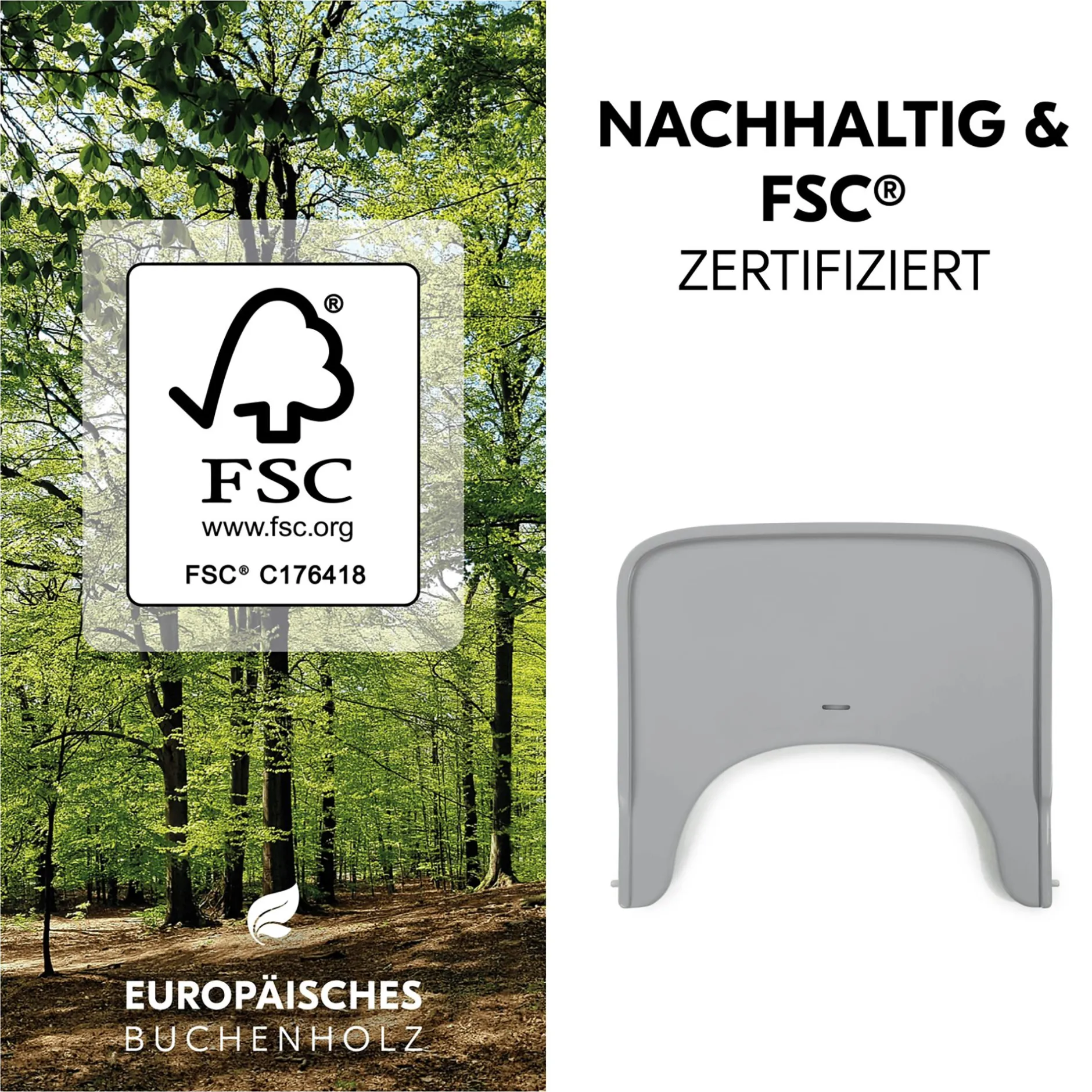 hauck Alpha Wooden Tray Grey* Hochstuhl Zubehör