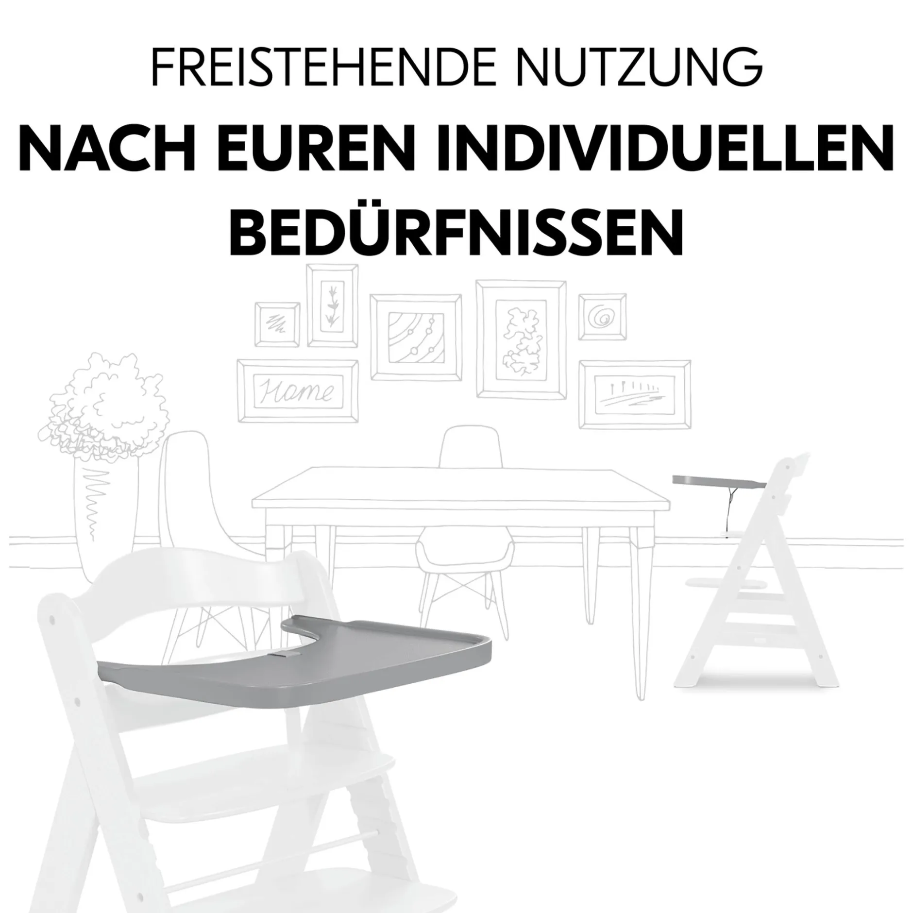 hauck Alpha Wooden Tray Grey* Hochstuhl Zubehör