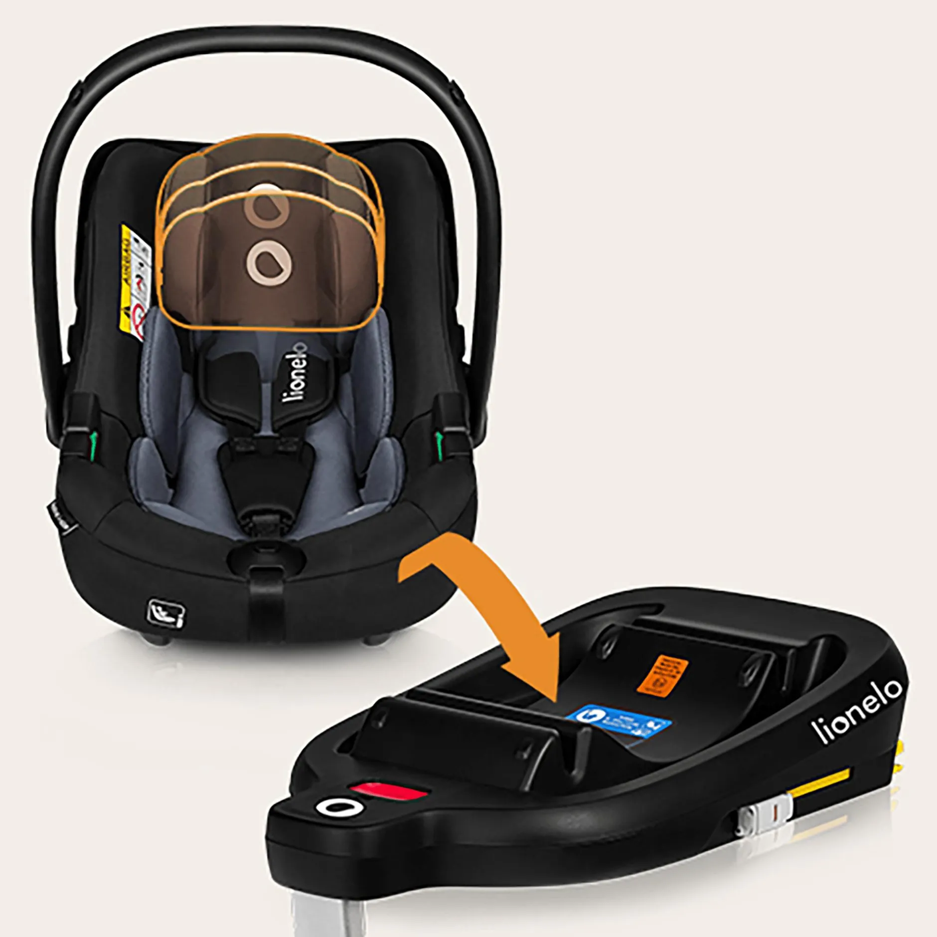 lionelo Astrid i-Size Black Grey*Kinder Babyschalen 0-13 Kg, Gruppe 0+
