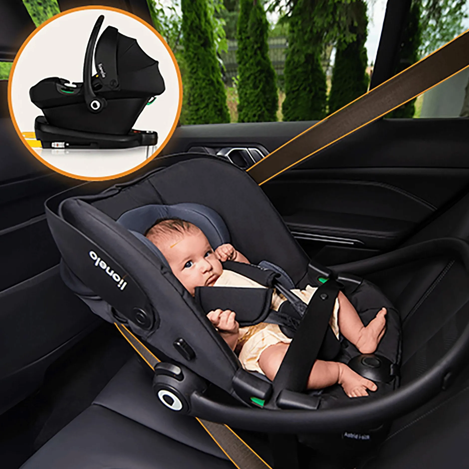 lionelo Astrid i-Size Black Grey*Kinder Babyschalen 0-13 Kg, Gruppe 0+