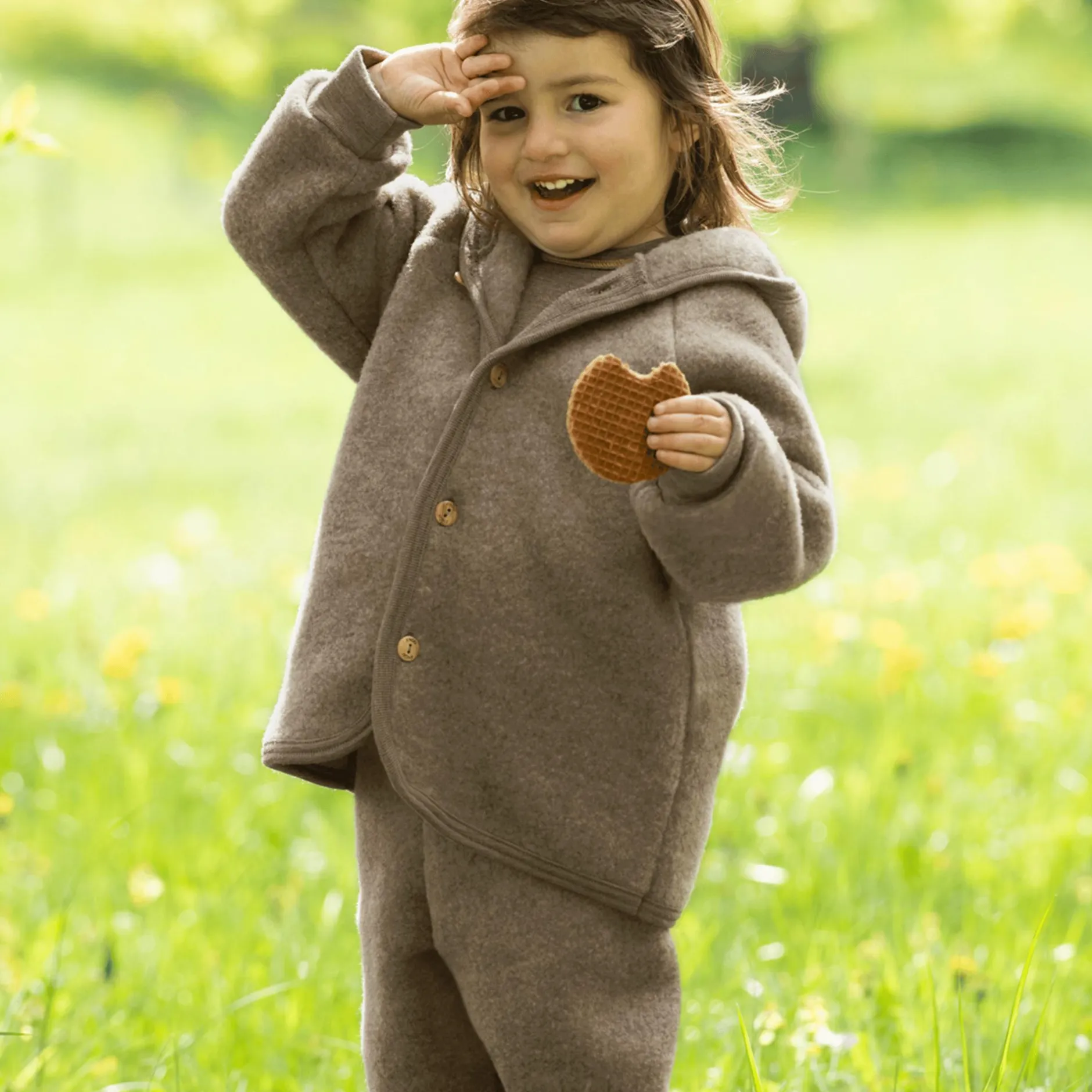 ENGEL Baby Kapuzenjacke Walnuss Melange* Jacken