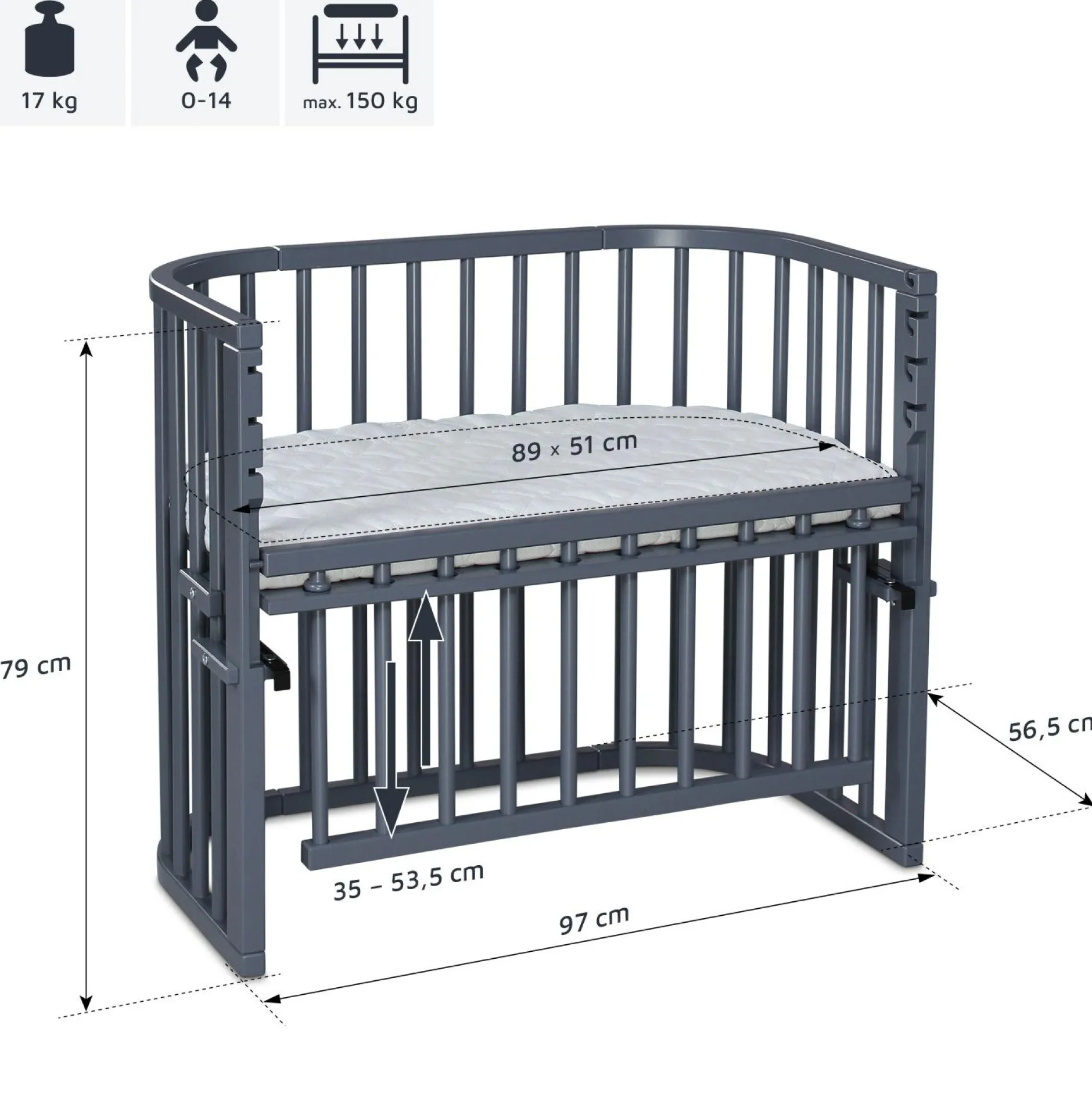 babybay Maxi Comfort Plus Schiefer* Babybetten