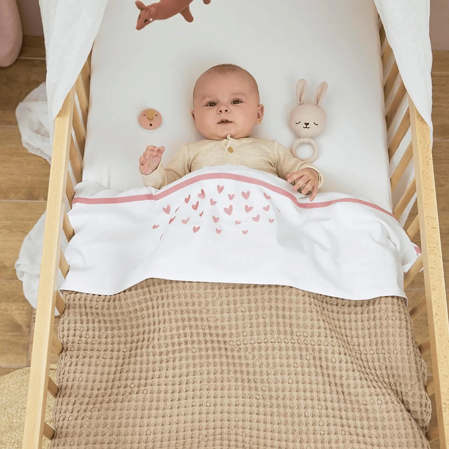 MEYCO Babydecke Waffel Teddy Sand* Bettausstattung