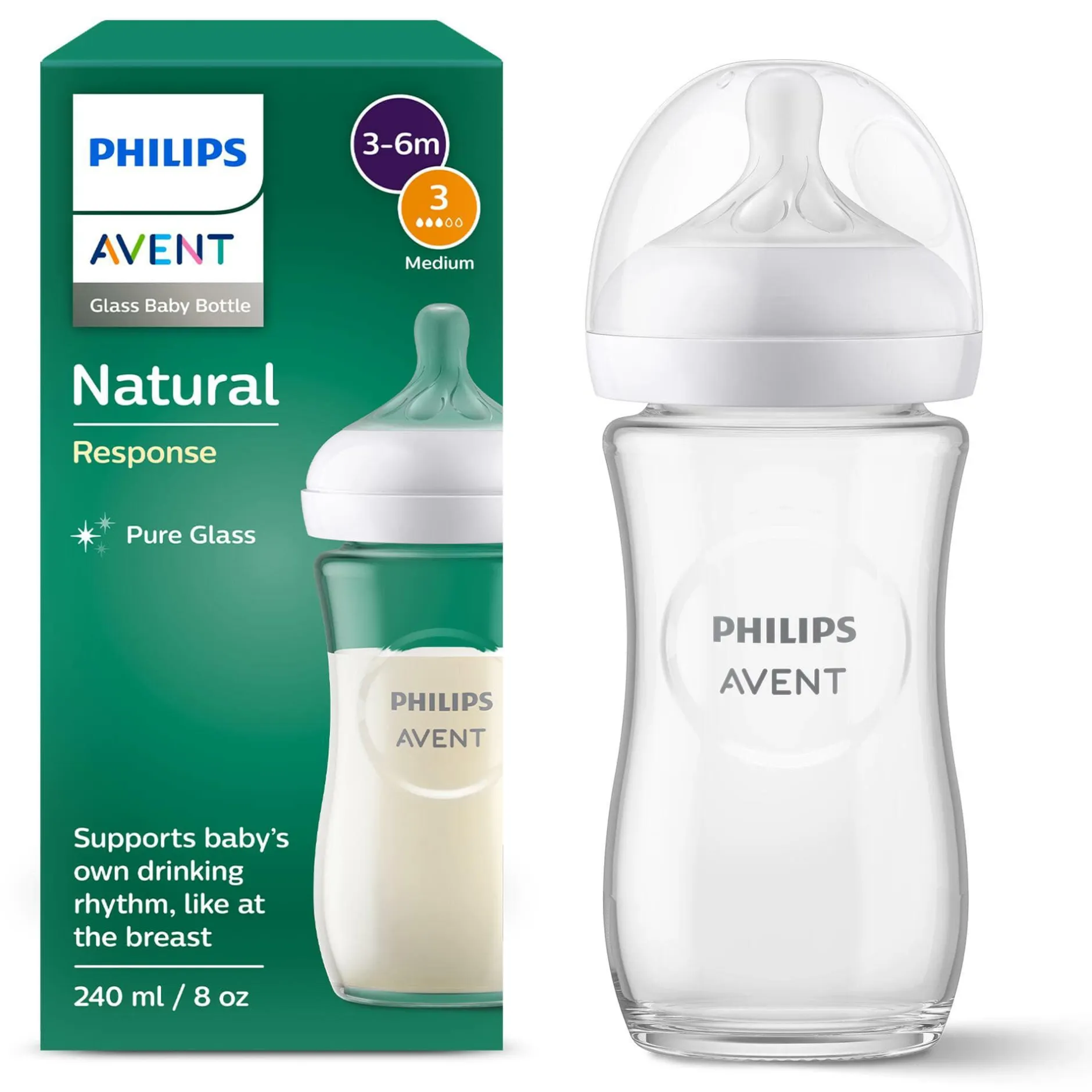 PHILIPS AVENT Babyflasche Glas Natural Response Gr.3 240ml SCY933/01* Flaschen & Sauger