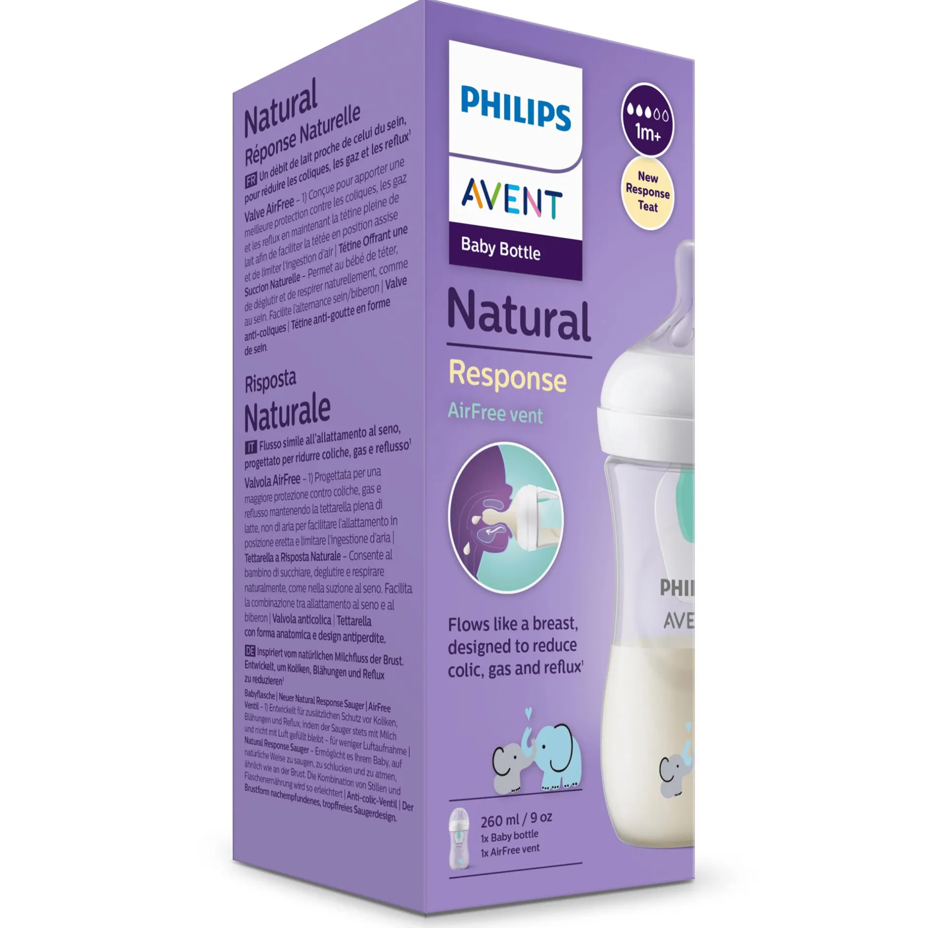 PHILIPS AVENT Babyflasche Natural Response AirFree Gr.3 260ml Elefant SCY673/81* Flaschen & Sauger