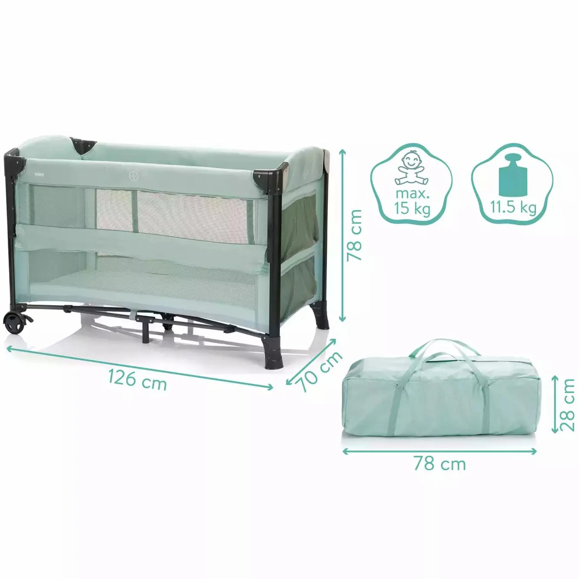 fillikid Beistellbett Zürich Mint* Babybetten|Reisebetten & Zubehör