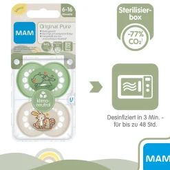 MAM Beruhigungssauger Original matt Silikon 6-16 Monate 2 Stück Wolf/Hase* Schnuller