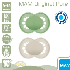 MAM Beruhigungssauger Original matt plain Silikon 6-16 Monate /beige* Schnuller