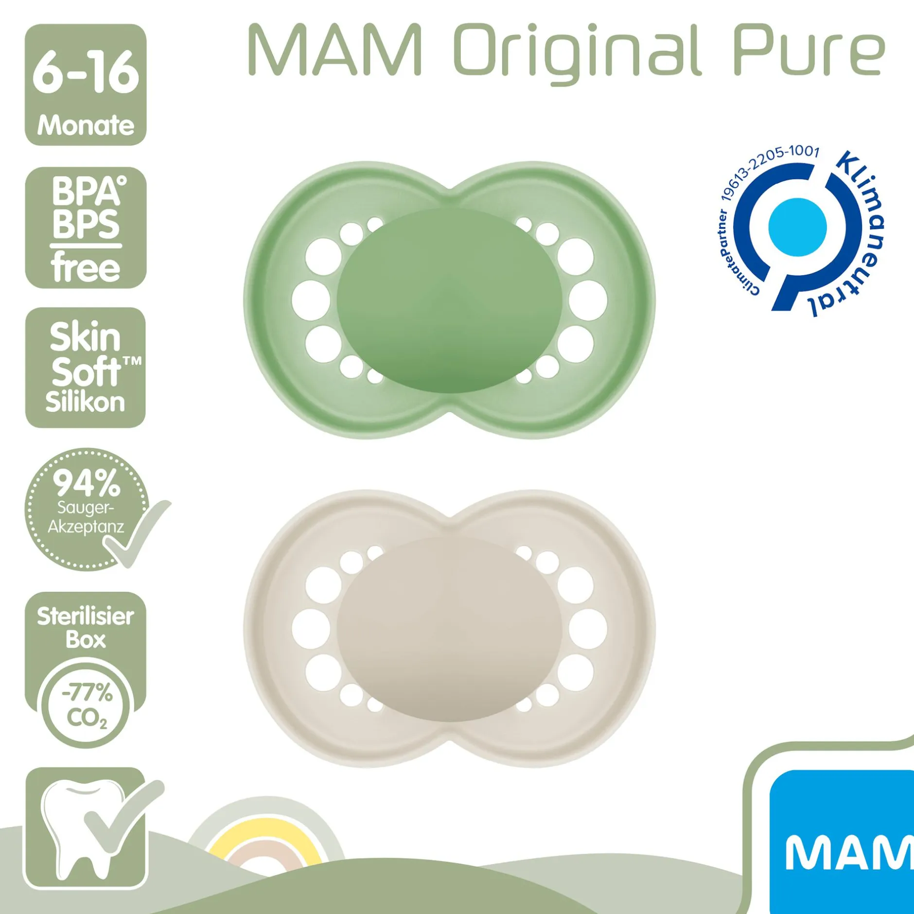 MAM Beruhigungssauger Original matt plain Silikon 6-16 Monate /beige* Schnuller
