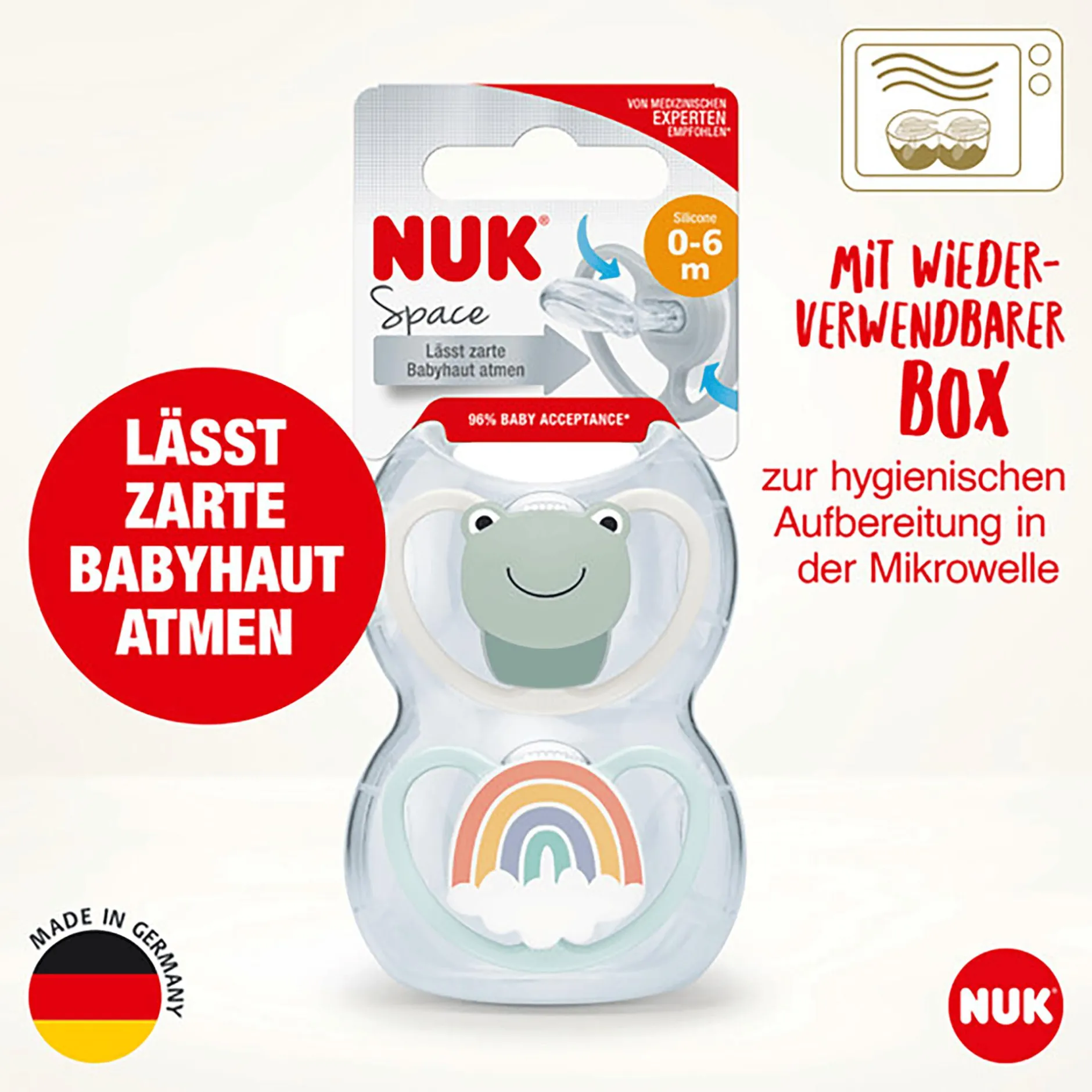 NUK Beruhigungssauger Space 0-6 Monate Frosch* Schnuller