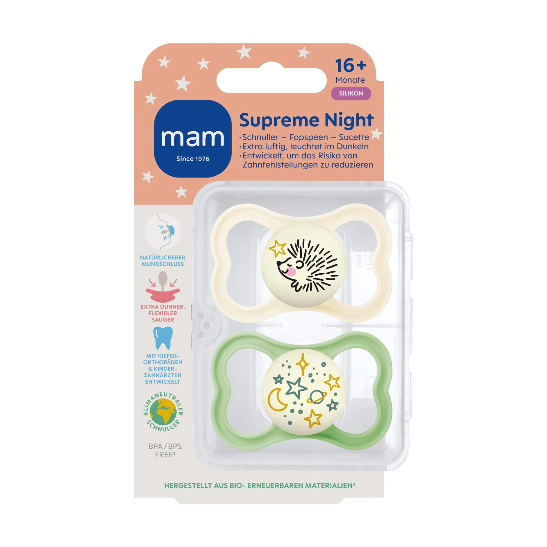 MAM Beruhigungssauger Supreme Night Silikon 16+ Monate* Schnuller