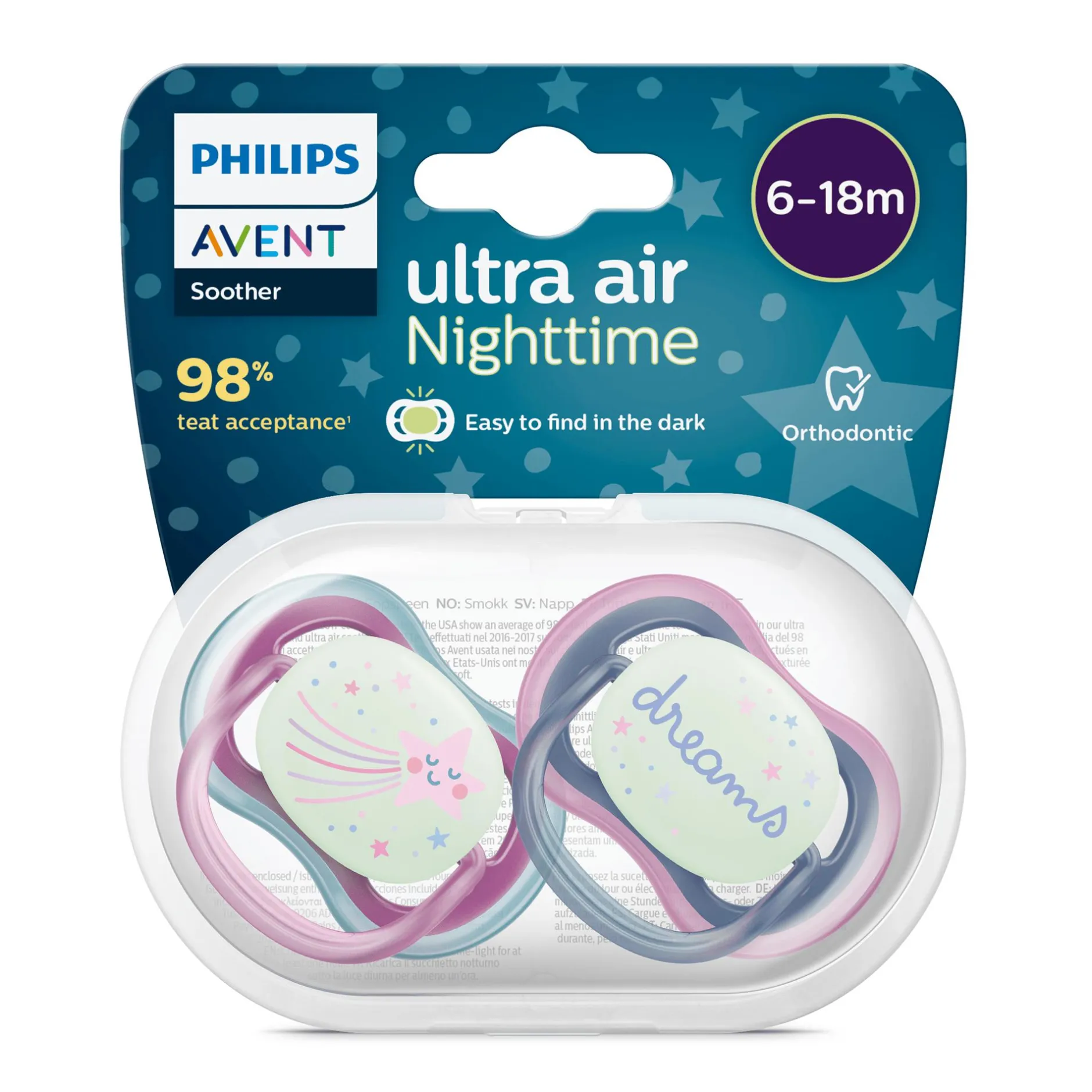 PHILIPS AVENT Beruhigungssauger Ultra Air Nighttime 6-18 Monate SCF376/14* Schnuller