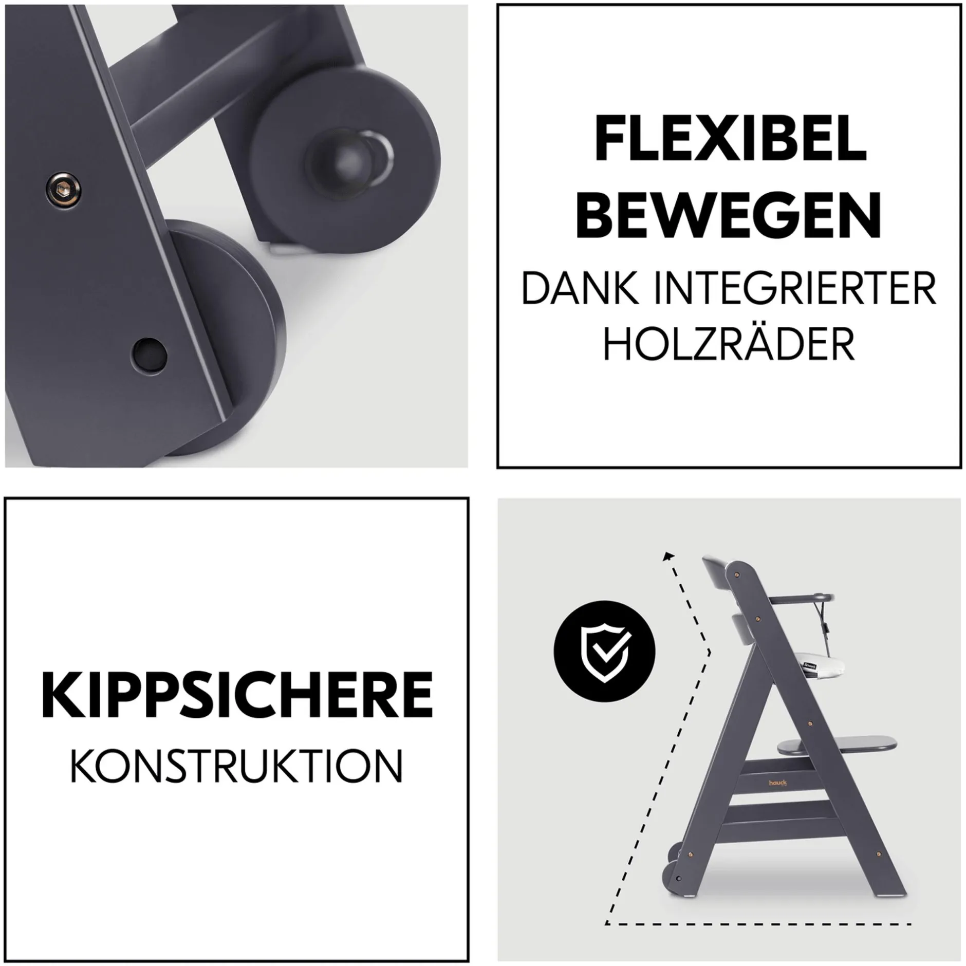 hauck Beta+ Dark Grey mit Sitzauflage* Treppenhochstühle