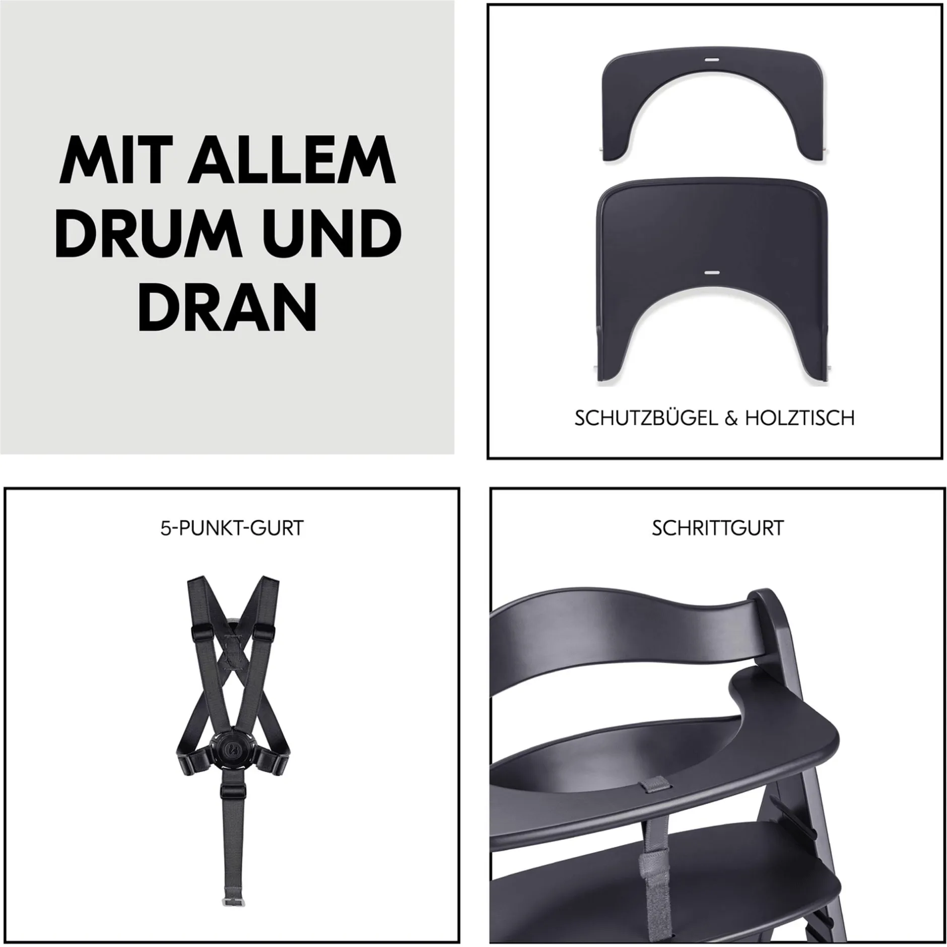 hauck Beta+ Dark Grey mit Sitzauflage* Treppenhochstühle