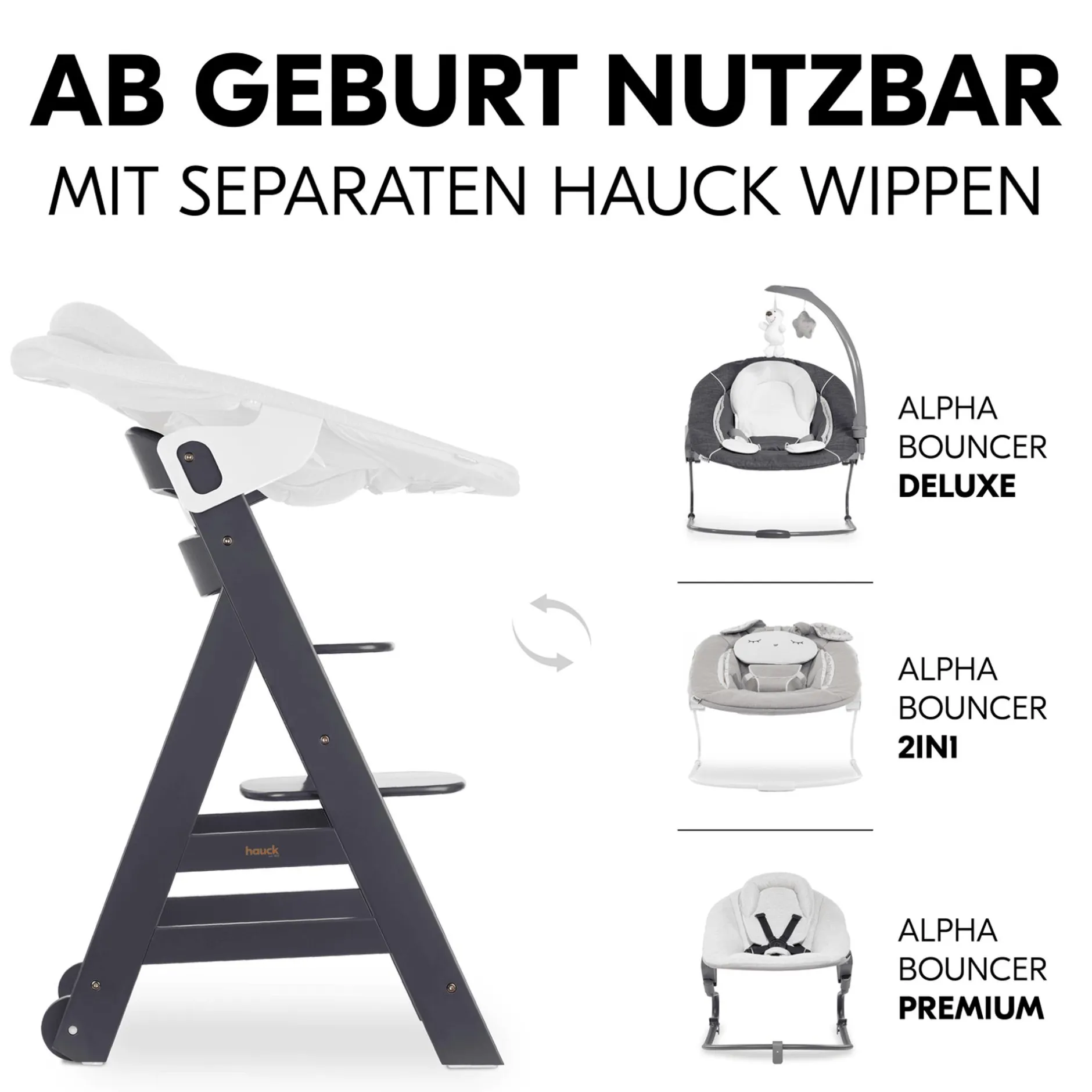 hauck Beta+ Dark Grey mit Sitzauflage* Treppenhochstühle