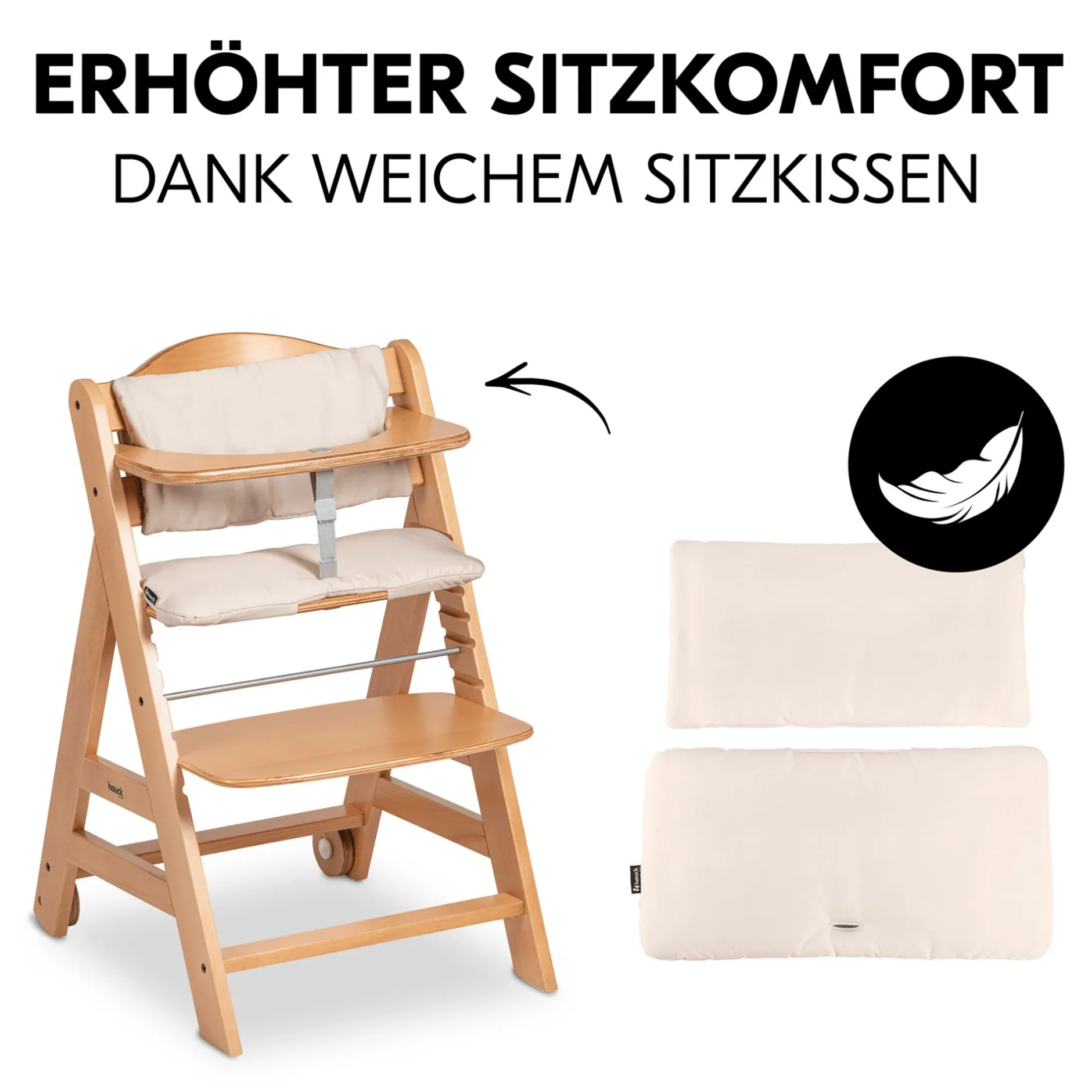 hauck Beta+ Natur mit Sitzauflage Uni* Treppenhochstühle