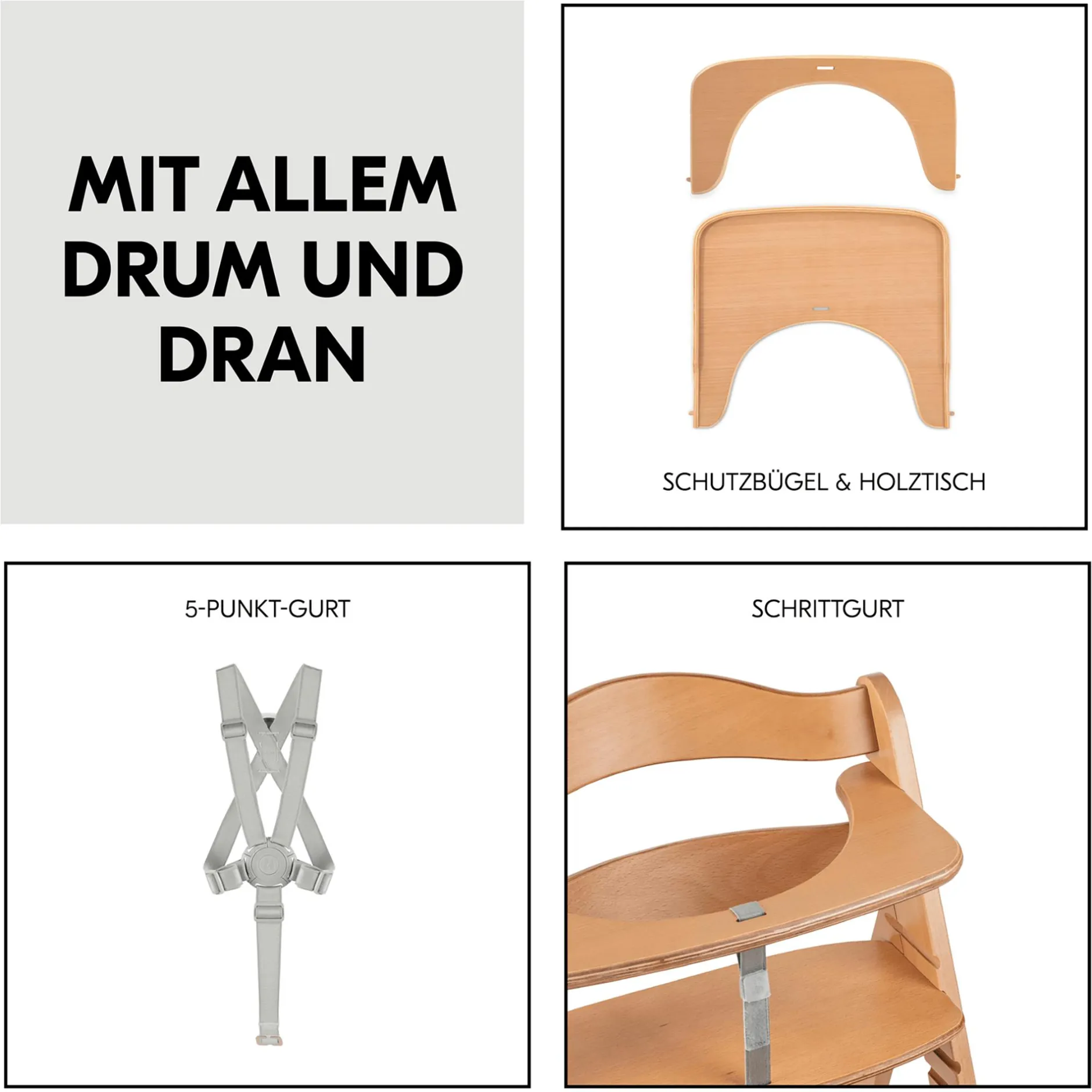 hauck Beta+ Natur mit Sitzauflage Uni* Treppenhochstühle