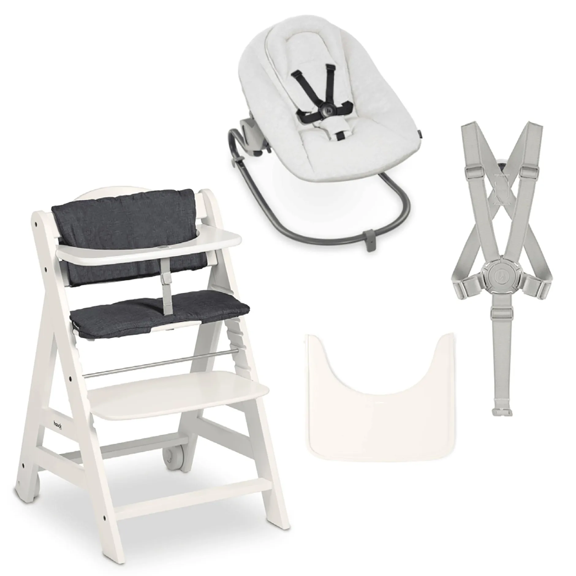 hauck Beta Newborn Set - White Light Grey* Treppenhochstühle