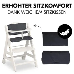 hauck Beta+ White mit Sitzauflage Anthrazit* Treppenhochstühle