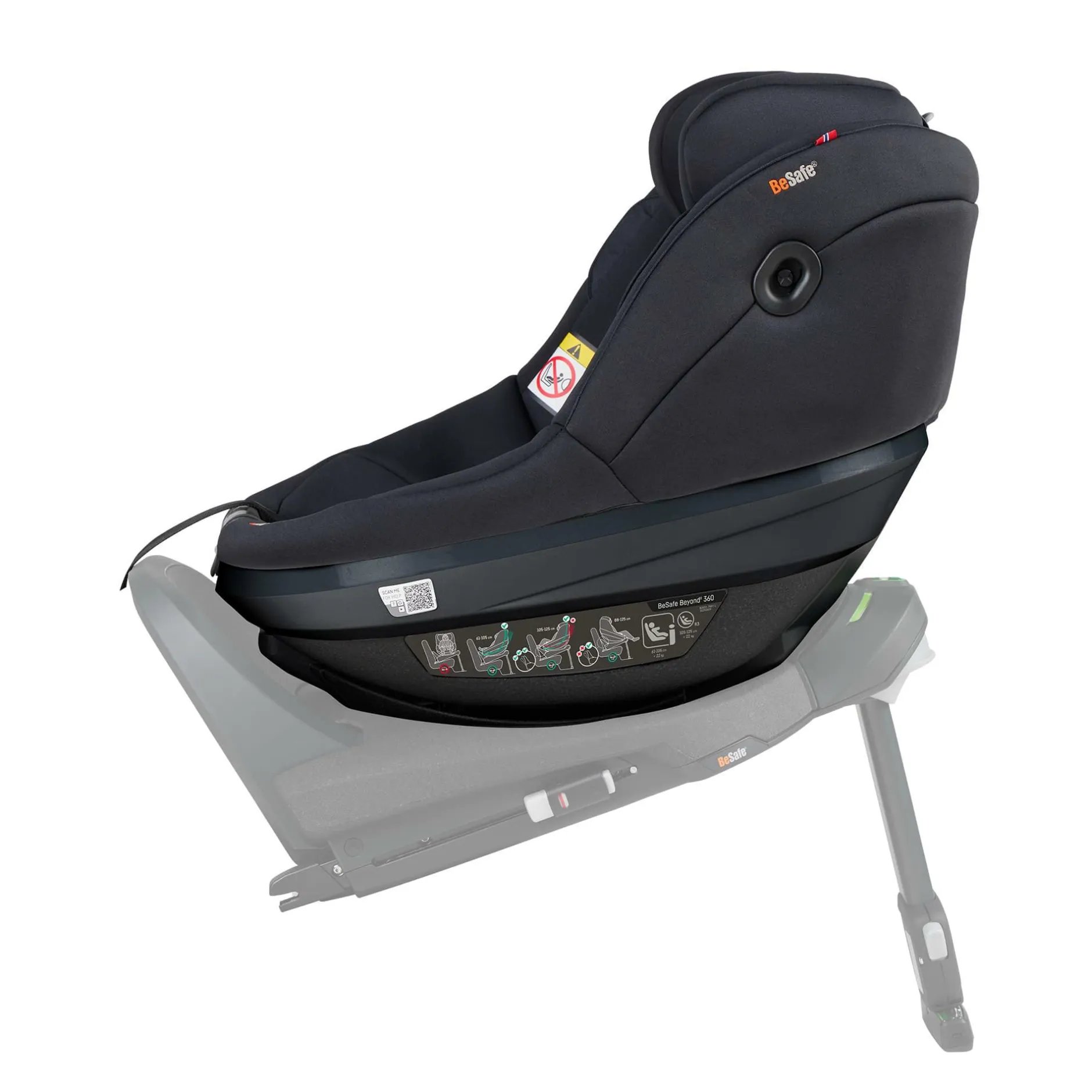 BeSafe Beyond² 360 Black Soft Breeze*Kinder Reboarder 0-18 Kg, Gruppe 0+/1