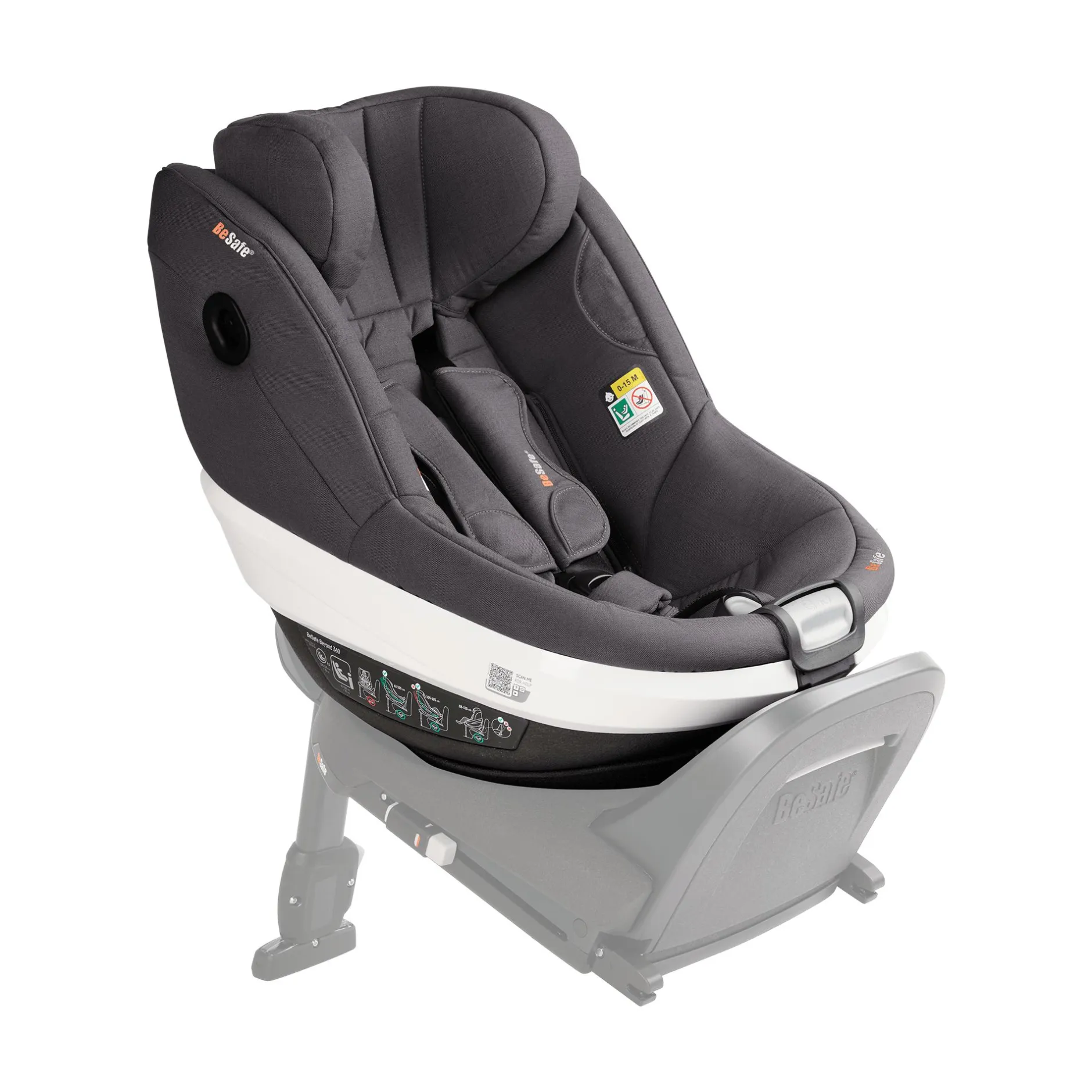 BeSafe Beyond 360 Dark Grey Melange*Kinder Kindersitze 9-18 Kg, Gruppe 1|Reboarder 0-18 Kg, Gruppe 0+/1