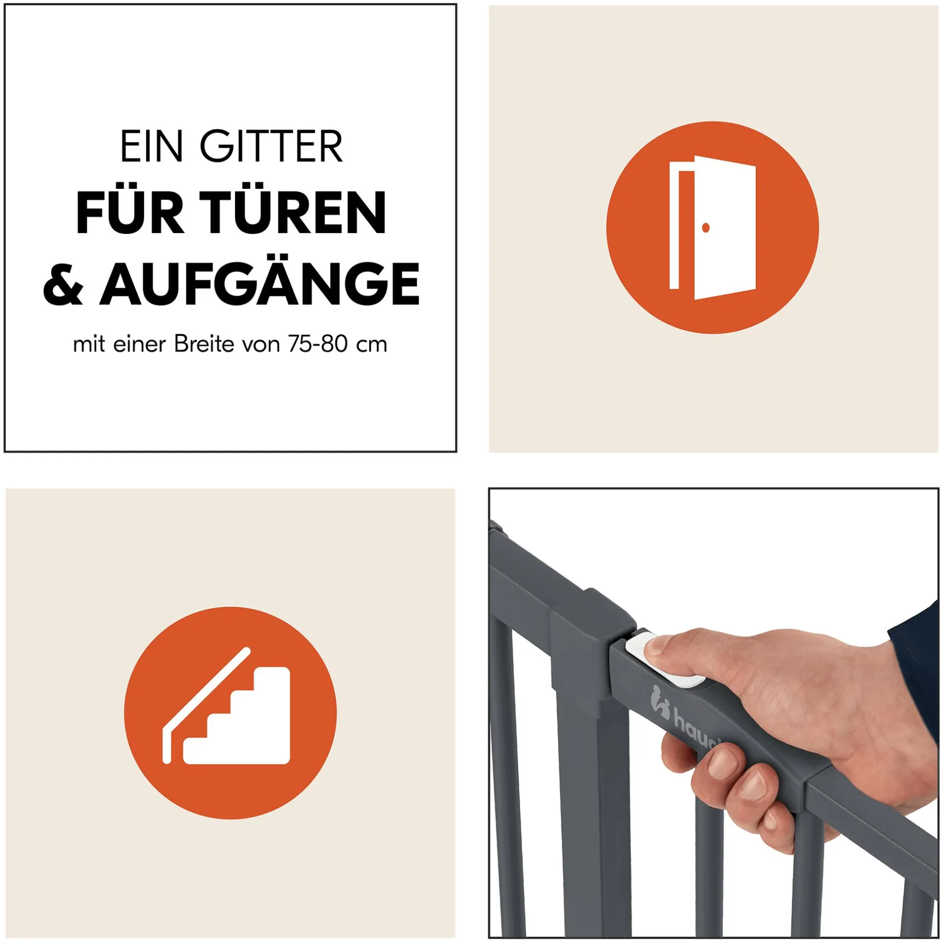 hauck Clear Step 2 Dark Grey 75-80 cm* Tür- & Treppenschutzgitter