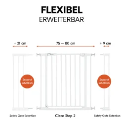 hauck Clear Step 2 White 75-80 cm* Tür- & Treppenschutzgitter