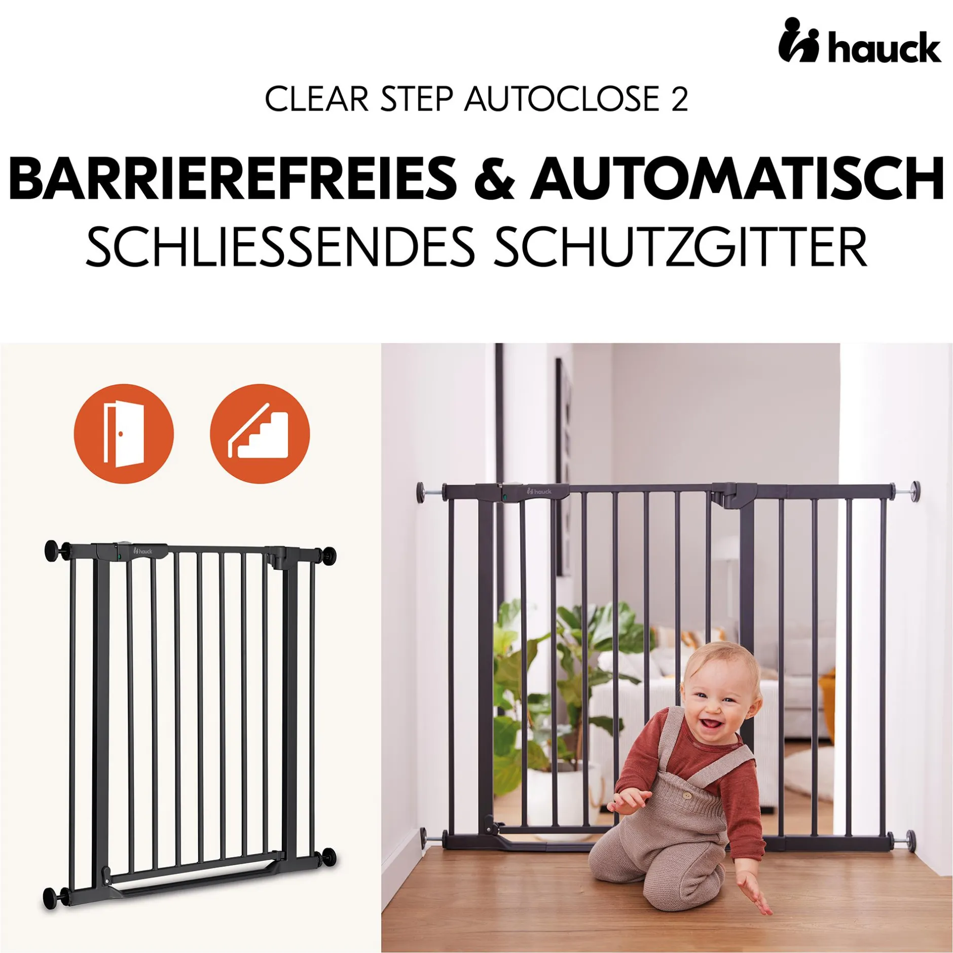 hauck Clear Step Autoclose 2 Black 75-80 cm* Tür- & Treppenschutzgitter