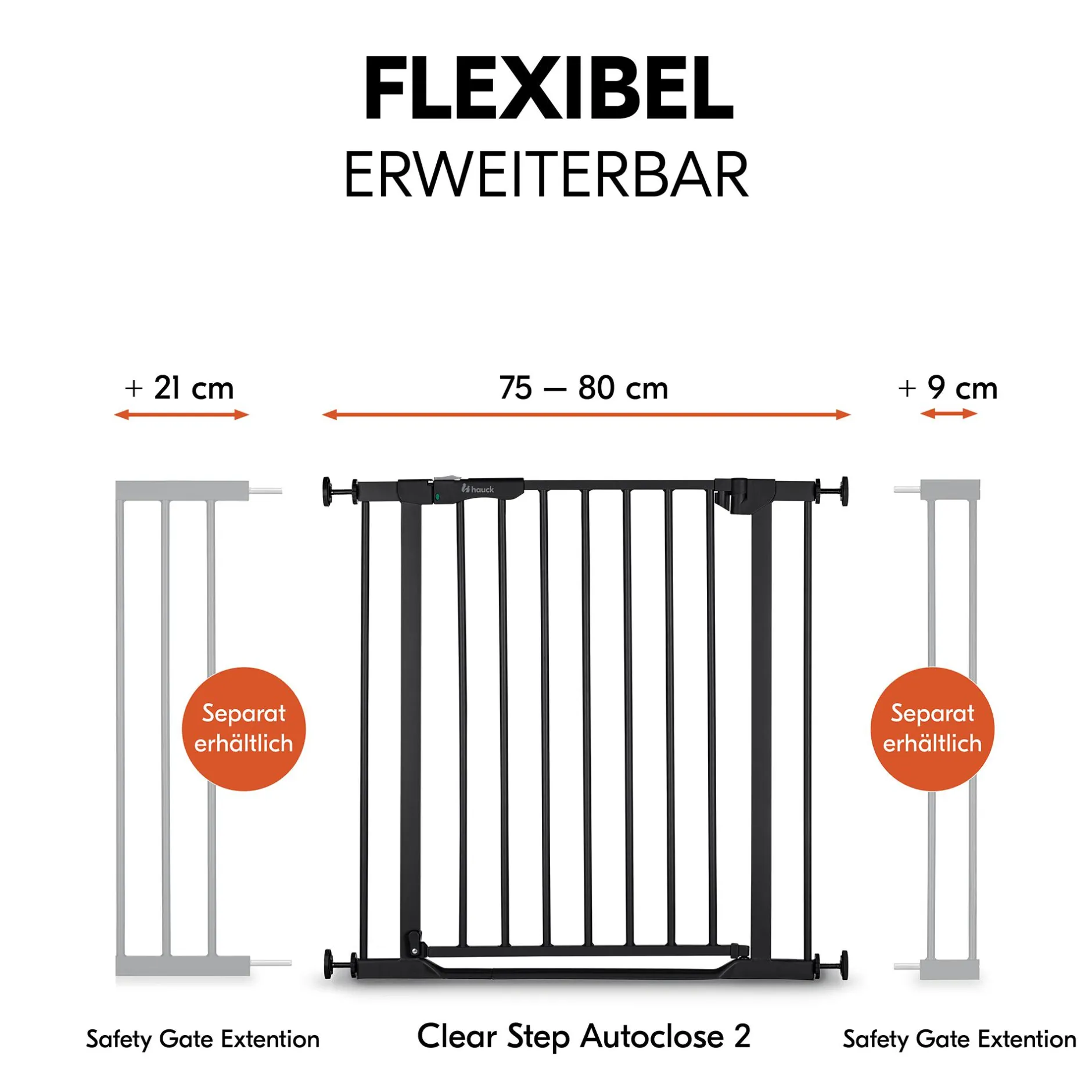 hauck Clear Step Autoclose 2 Black 75-80 cm* Tür- & Treppenschutzgitter