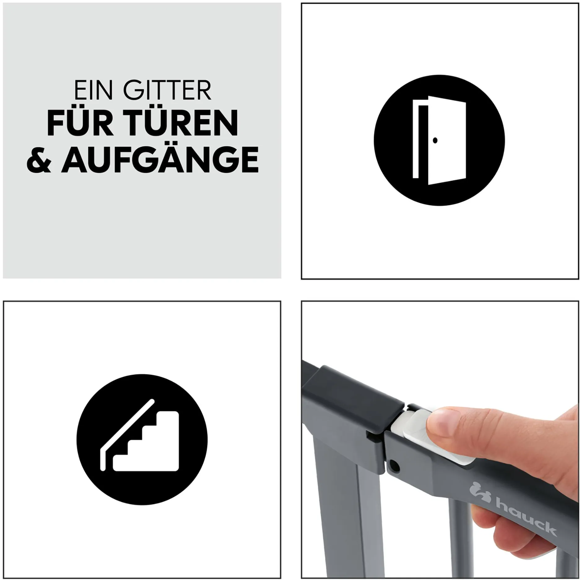 hauck Clear Step Autoclose 2 Dark Grey 75-80 cm* Tür- & Treppenschutzgitter