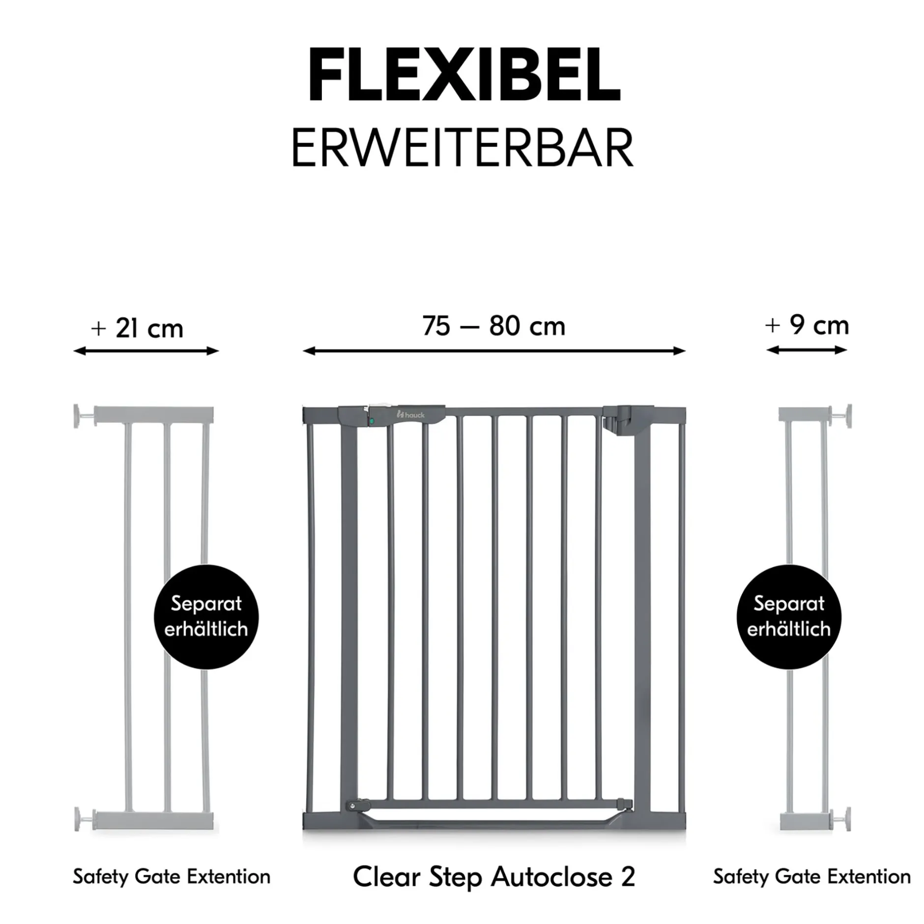 hauck Clear Step Autoclose 2 Dark Grey 75-80 cm* Tür- & Treppenschutzgitter