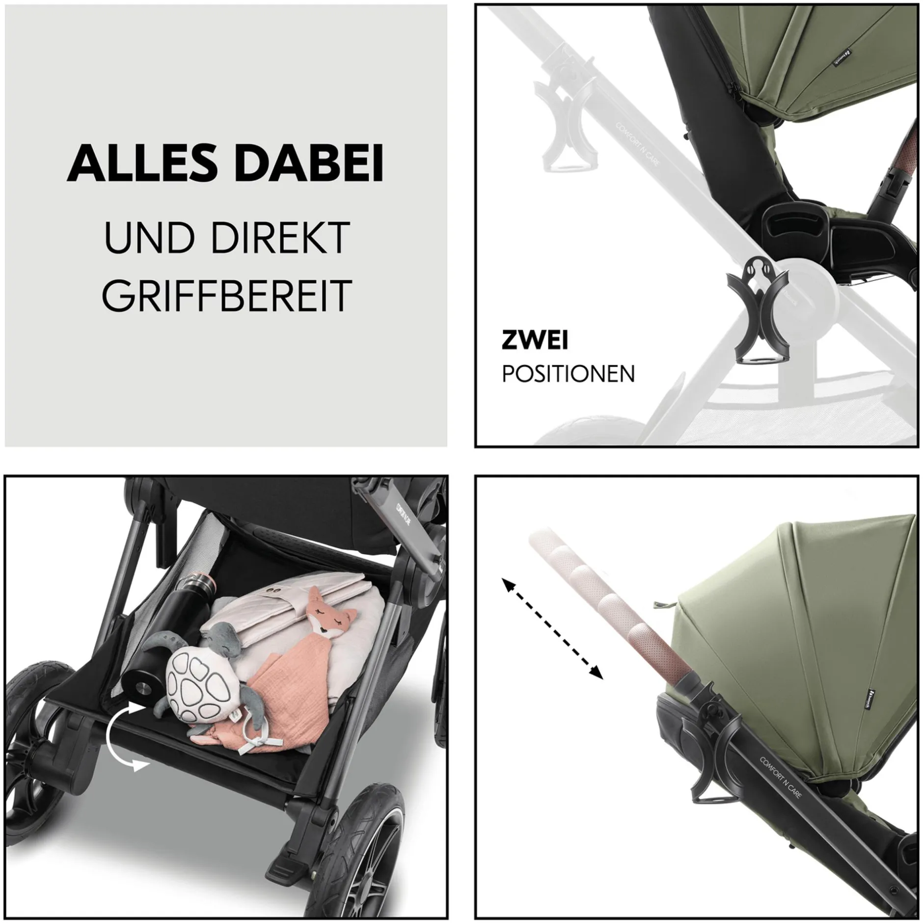 hauck Comfort n Care Set Olive*Kinder Kombi-Kinderwagen