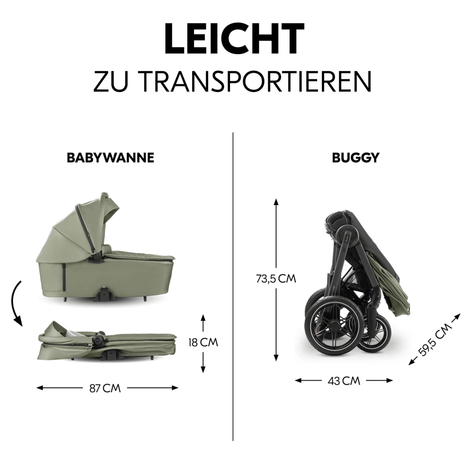 hauck Comfort n Care Set Olive*Kinder Kombi-Kinderwagen