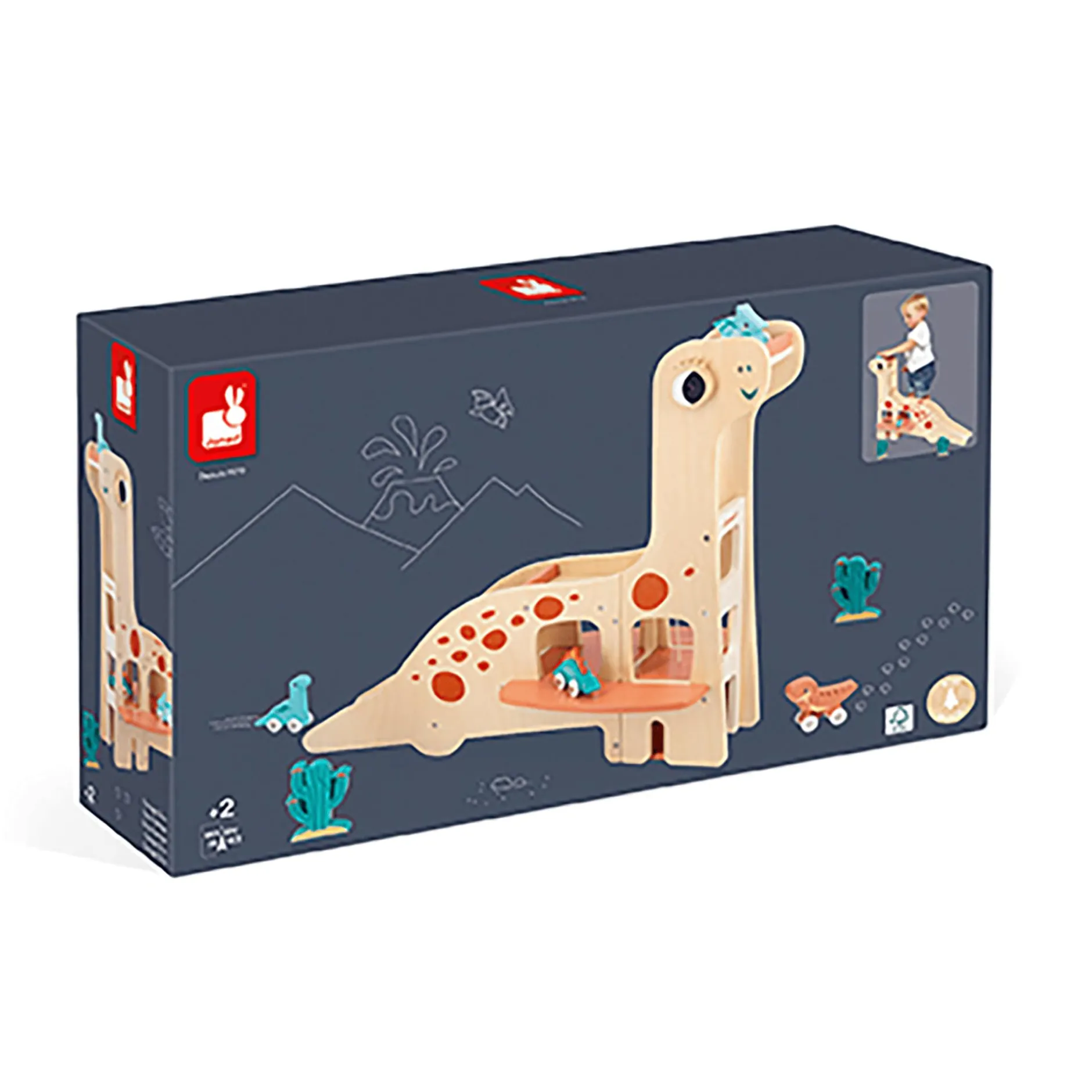 Janod Dino-Garage*Kinder Spielzeug Ab 2 Jahre|Holzspielzeug