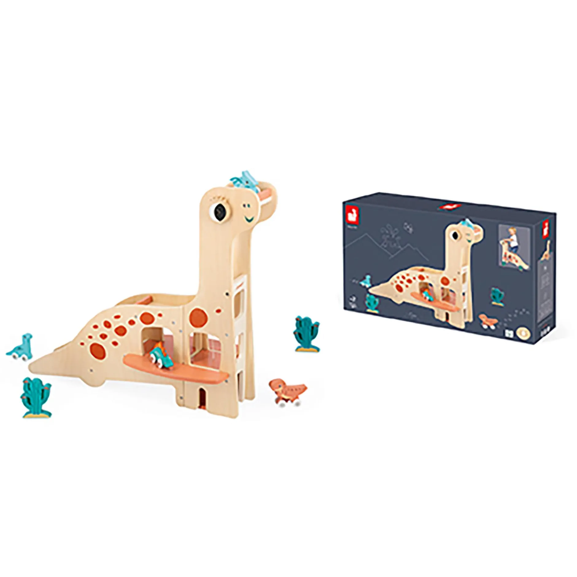 Janod Dino-Garage*Kinder Spielzeug Ab 2 Jahre|Holzspielzeug