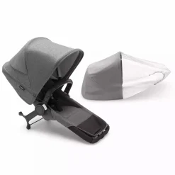 bugaboo Donkey 5 Duo Extension Set Complete Grey Melange*Kinder Zwillingswagen & Geschwisterwagen
