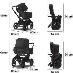 bugaboo Donkey 5 Mono-Kinderwagen, erweiterbar, Midnight Black*Kinder Kombi-Kinderwagen