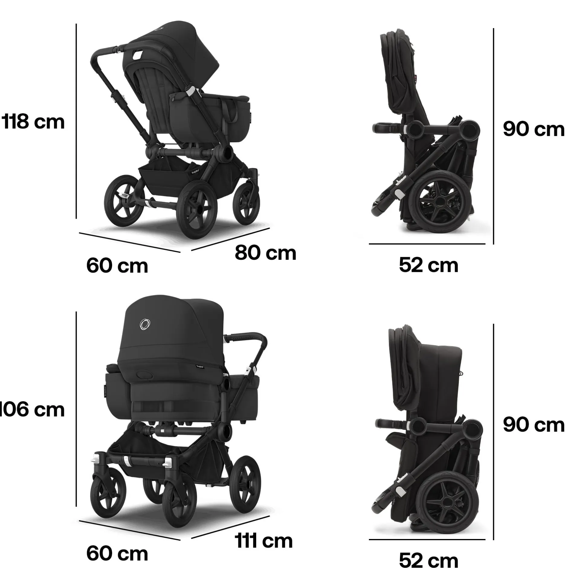 bugaboo Donkey 5 Mono-Kinderwagen, erweiterbar, Midnight Black*Kinder Kombi-Kinderwagen