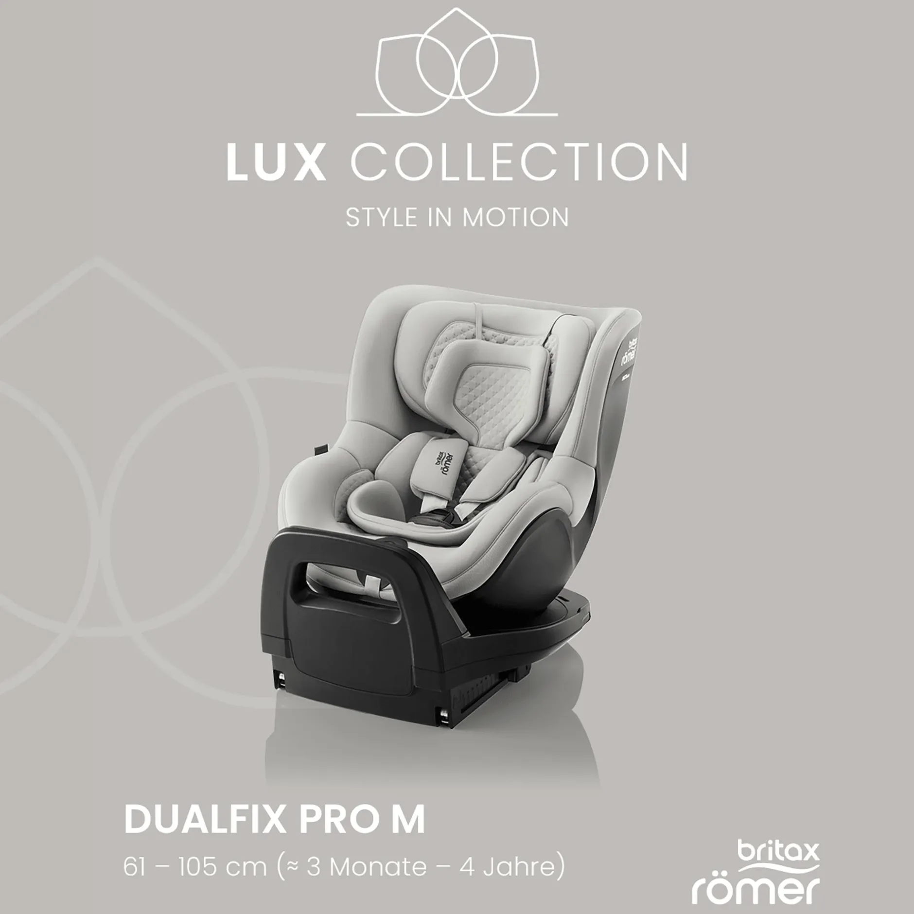Britax Diamond DUALFIX PRO M Lux Soft Taupe Diamond*Kinder Reboarder 0-18 Kg, Gruppe 0+/1