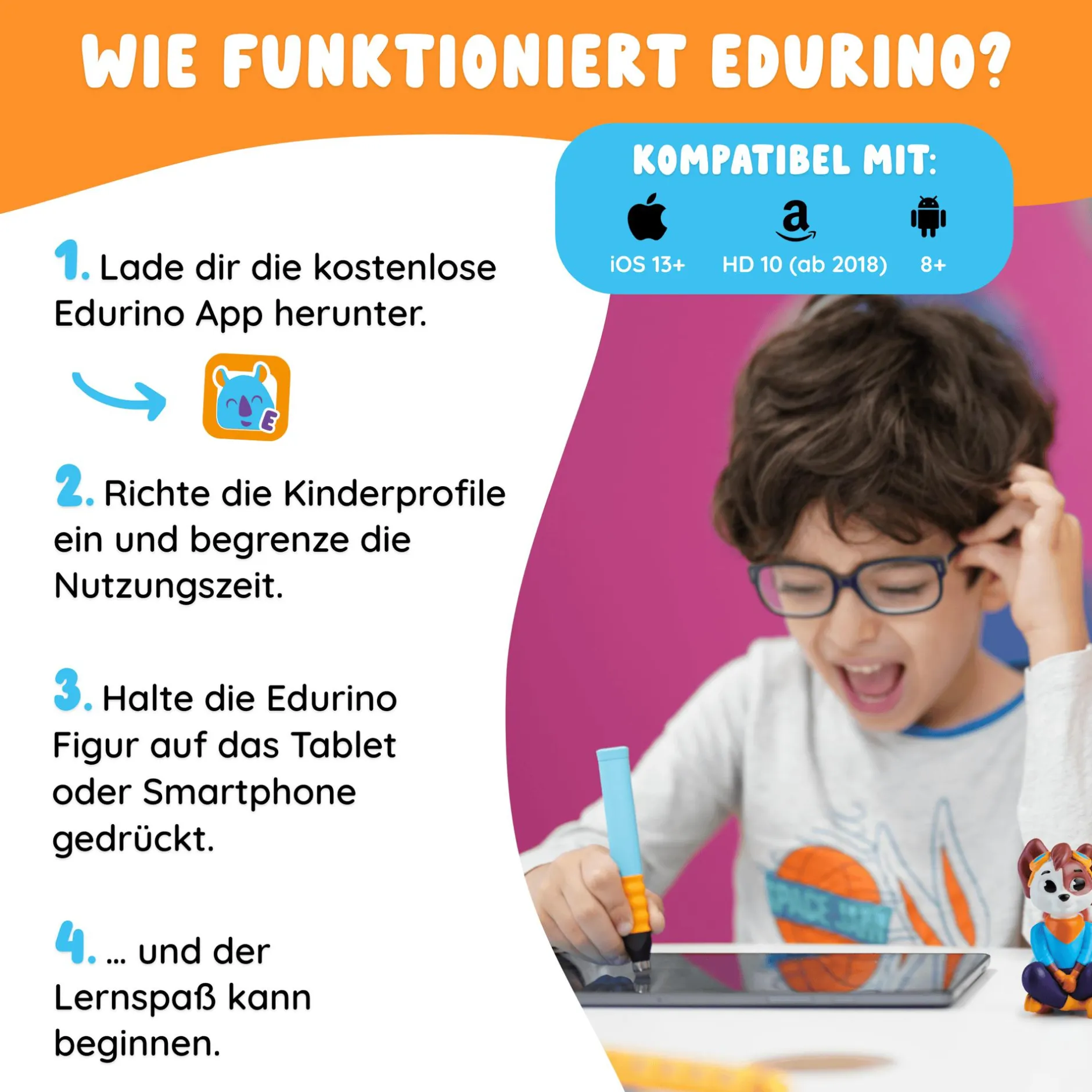 EDURINO Lernfigur Juki - Kreativität & Malen*Kinder Lernspielzeug|Spielzeug Ab 4 Jahren