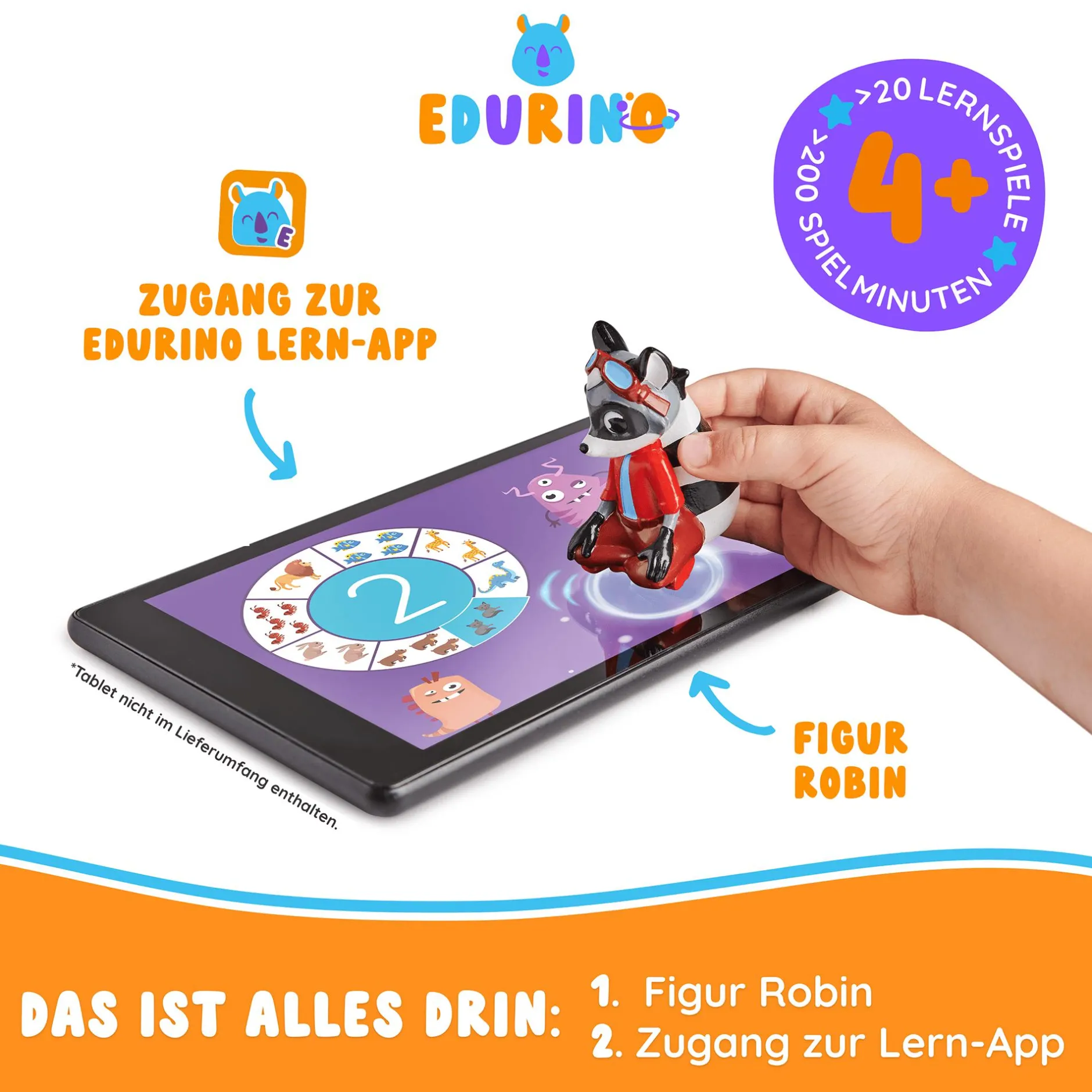 EDURINO Lernfigur Robin - Zahlen & Mengen*Kinder Lernspielzeug|Spielzeug Ab 4 Jahren