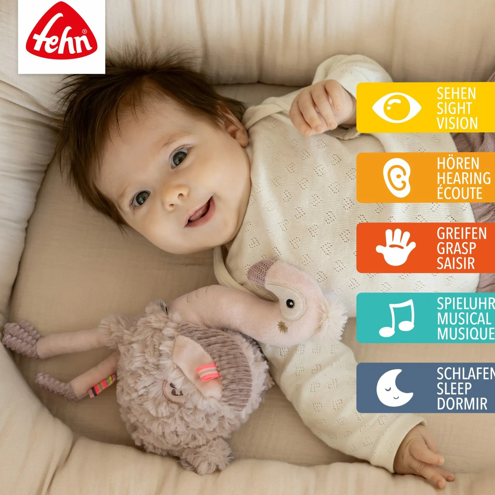fehn Einschlafhilfe Flamingo* Spieluhren|Kuscheltiere