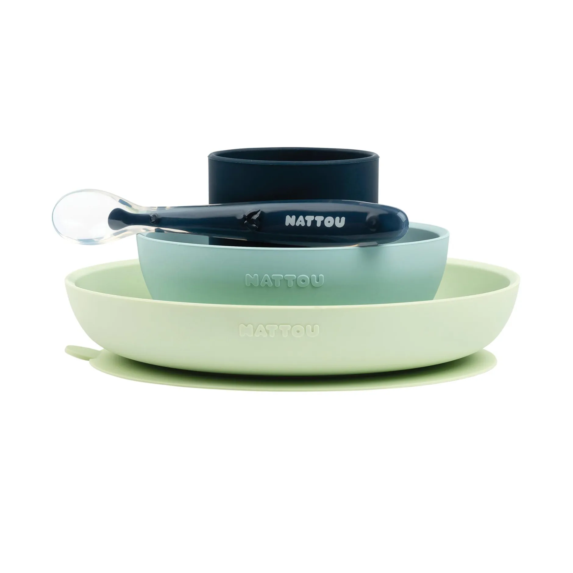 Nattou Esslern-Set grün/blau* Besteck & Geschirr