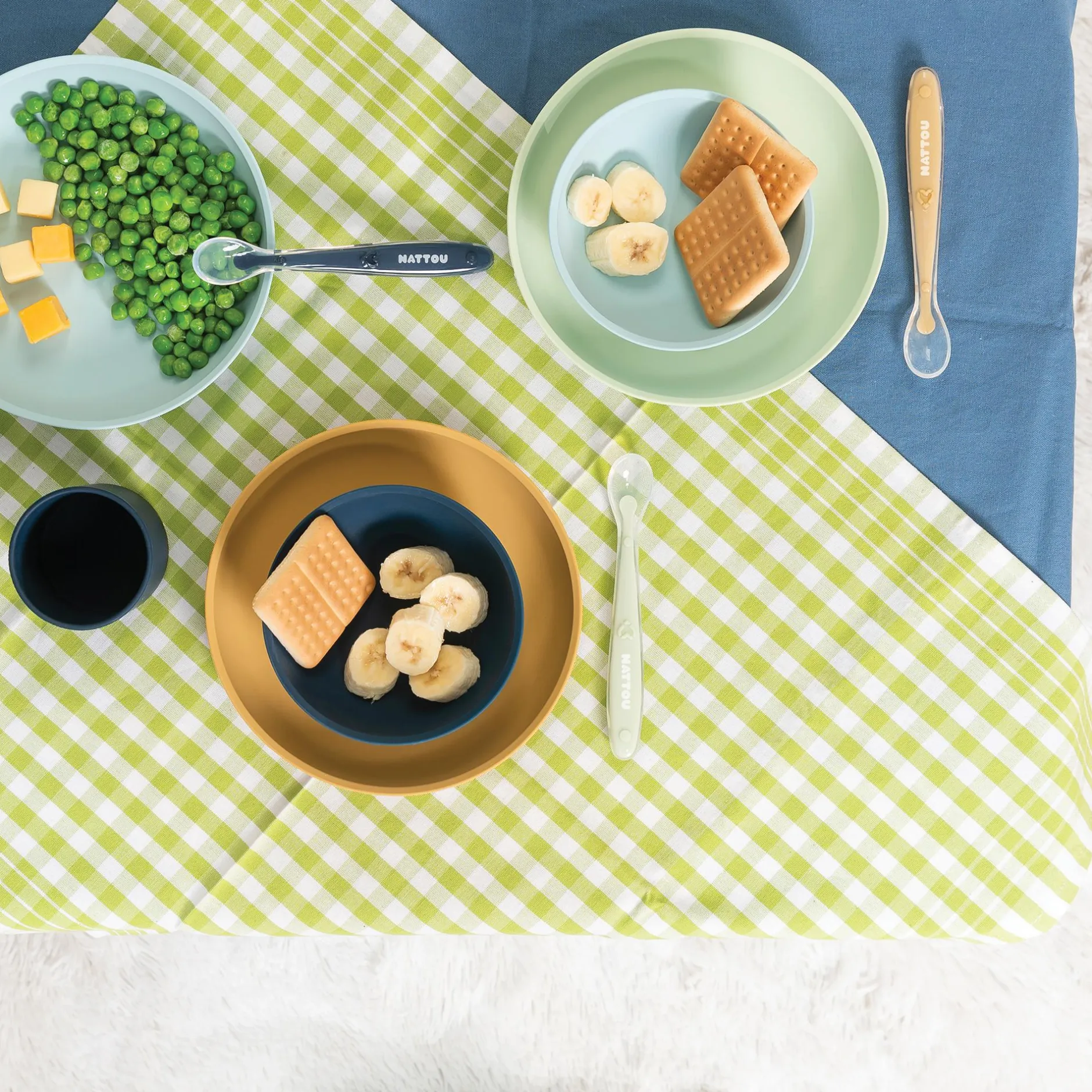 Nattou Esslern-Set grün/blau* Besteck & Geschirr