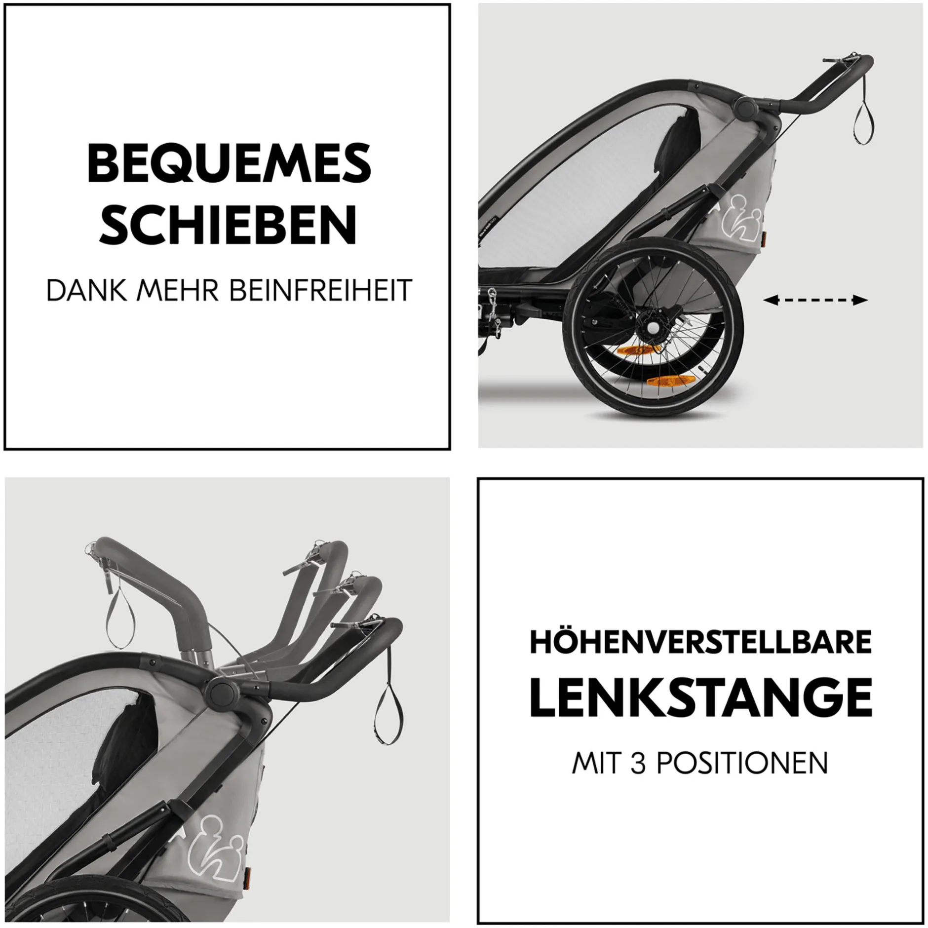 hauck Fahrradanhänger Bike n Walk Duo Light Grey* Fahrradanhänger