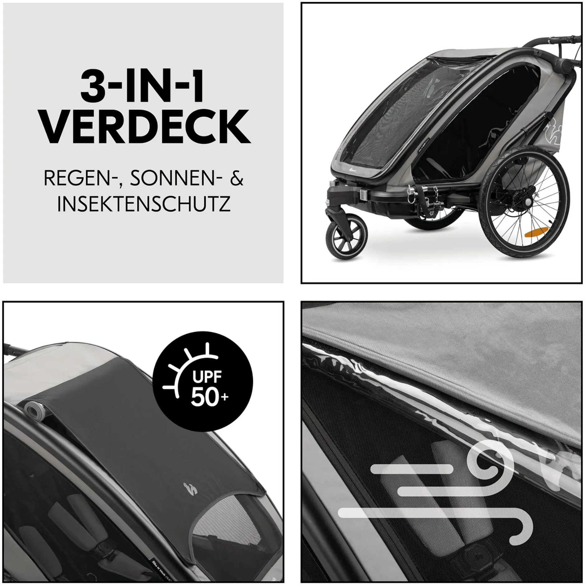 hauck Fahrradanhänger Bike n Walk Duo Light Grey* Fahrradanhänger